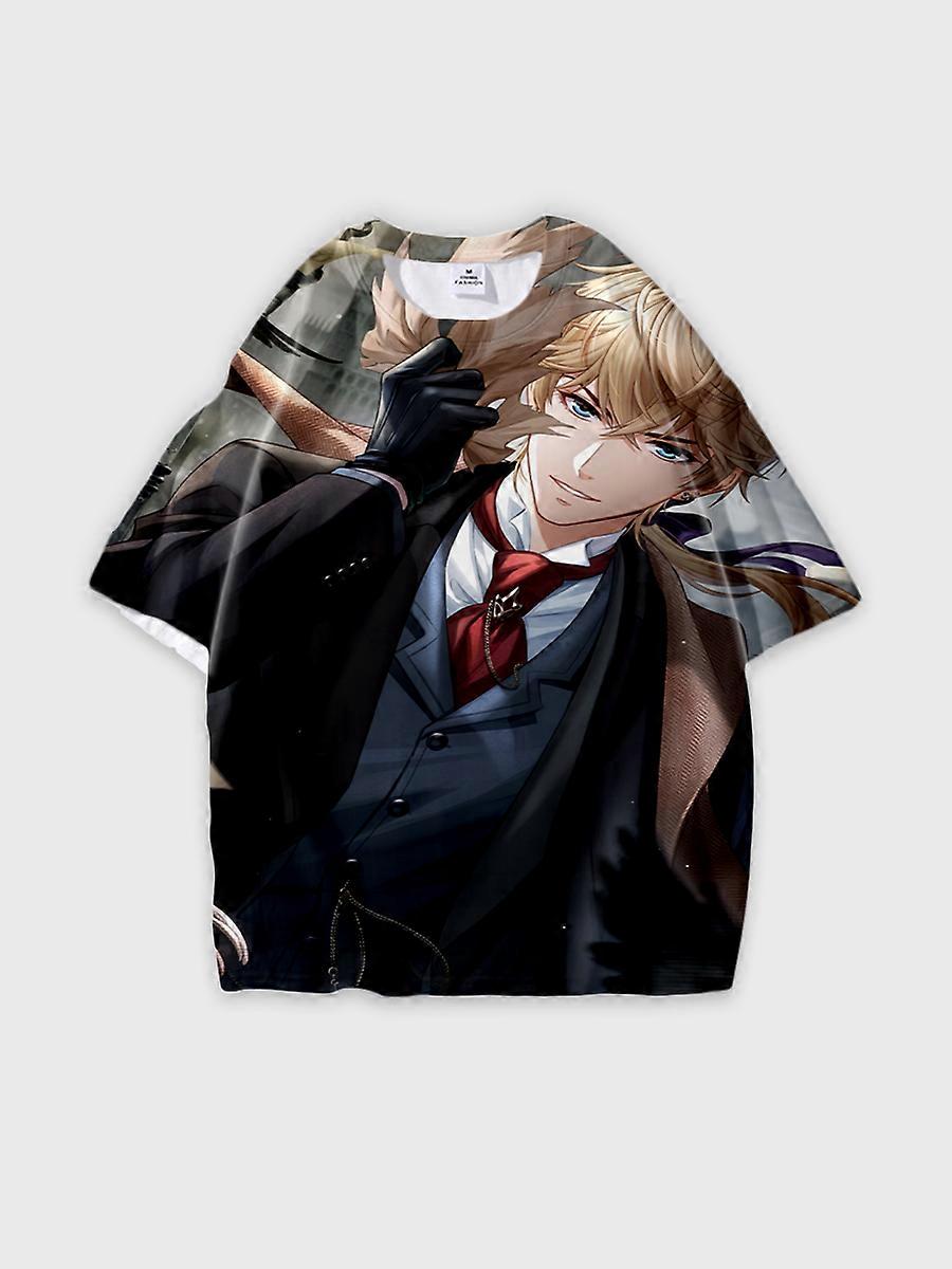 T-shirt round neck Role Pattern loose short sleeve E2537