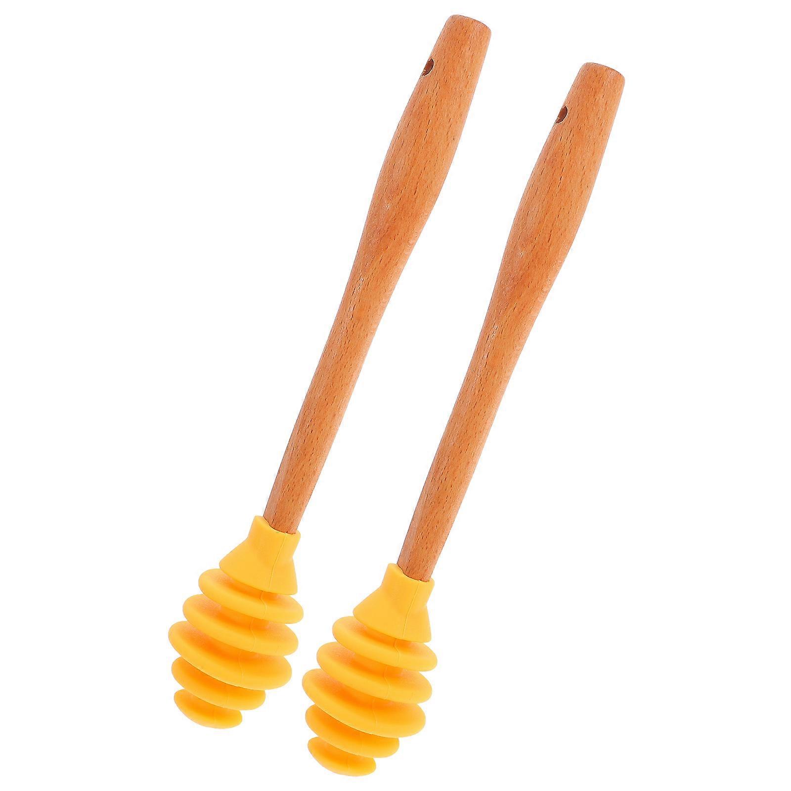 Honey Treat Sticks Wooden Honey Dippers Portable Use For Home And Office 2Pcs