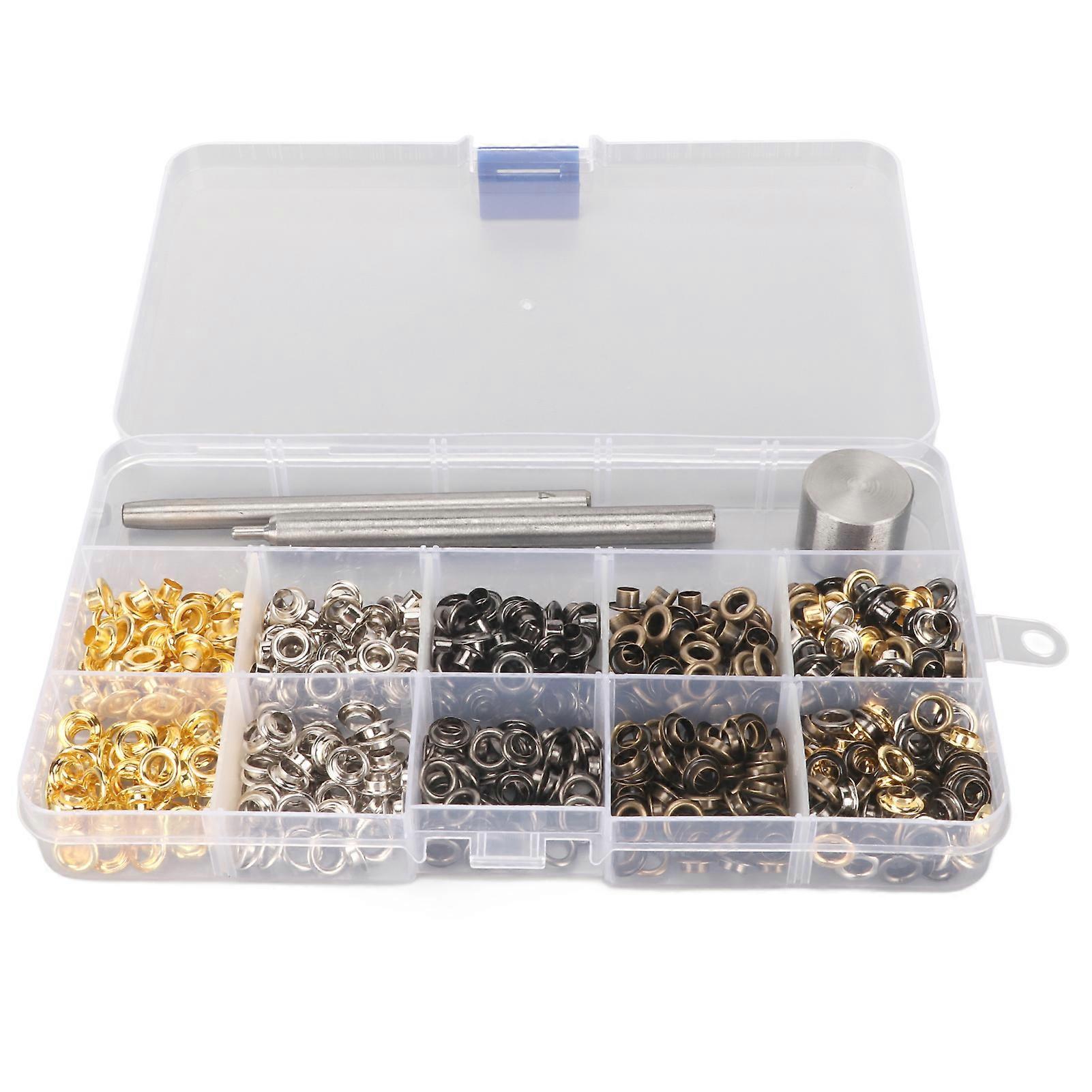 4mm Grommet Eyelet Kit 4 Colors 280 Sets Grommets Eyelets with 3 Pieces Install Tool Kit Eyelets Tool Kit for Decorating