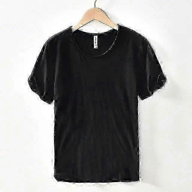 Retro Raw Edge T-Shirt για άνδρες 100% βαμβακερό ελαφρύ αναπνεύσιμο Slim fit Monochromatic O-Neck Casual Basic Top