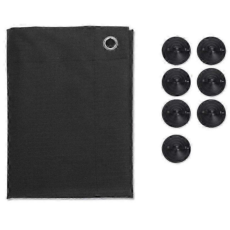 Blackout Curtain Window Film - 1PC Home Privacy Protection Cloth in Black Polyester for Sun Blocking & Light Control