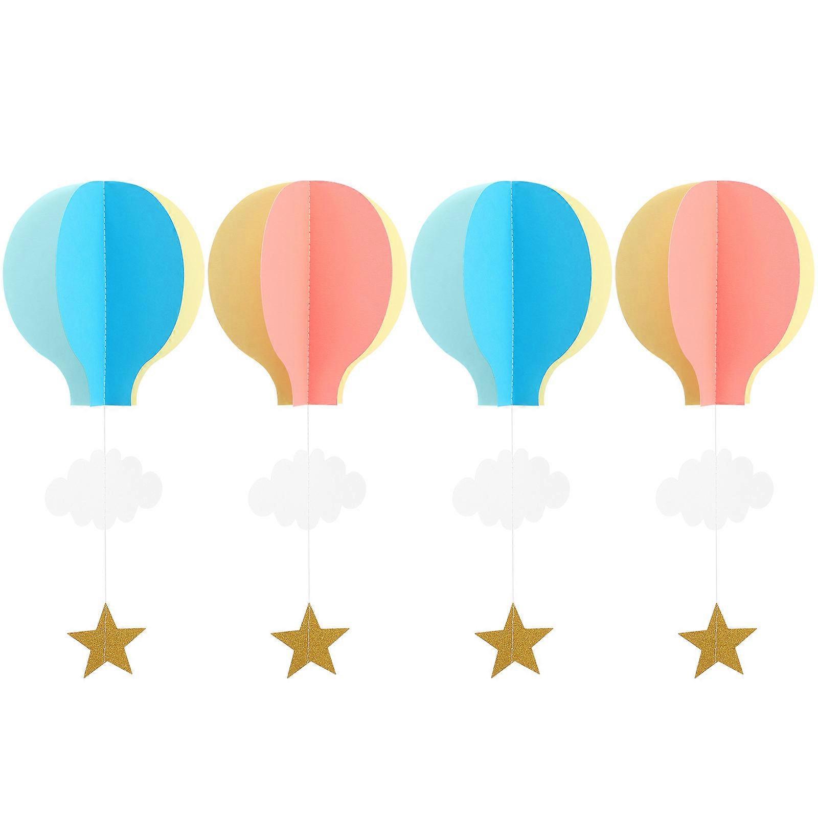 4pcs Hot Air Balloon Hanging Decorations for Showers, Birthdays, Weddings – Pastel Ornaments for Nursery & Party Decor