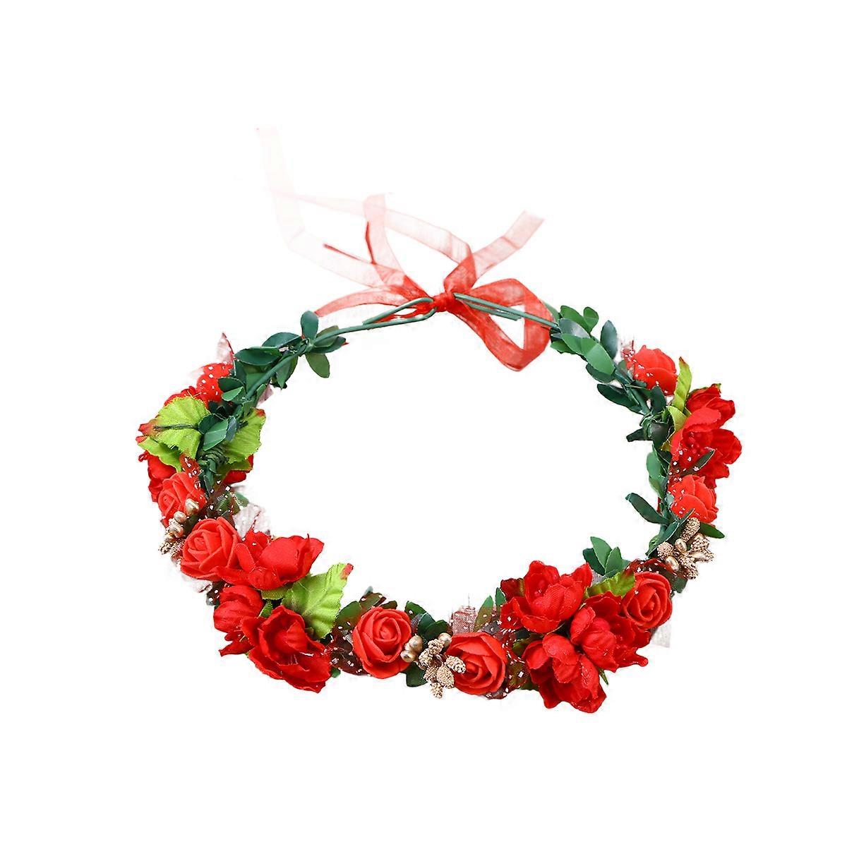 Durable Cloth Floral Headband for Women with Adjustable Design and Vibrant Red Color Fits Most Heads