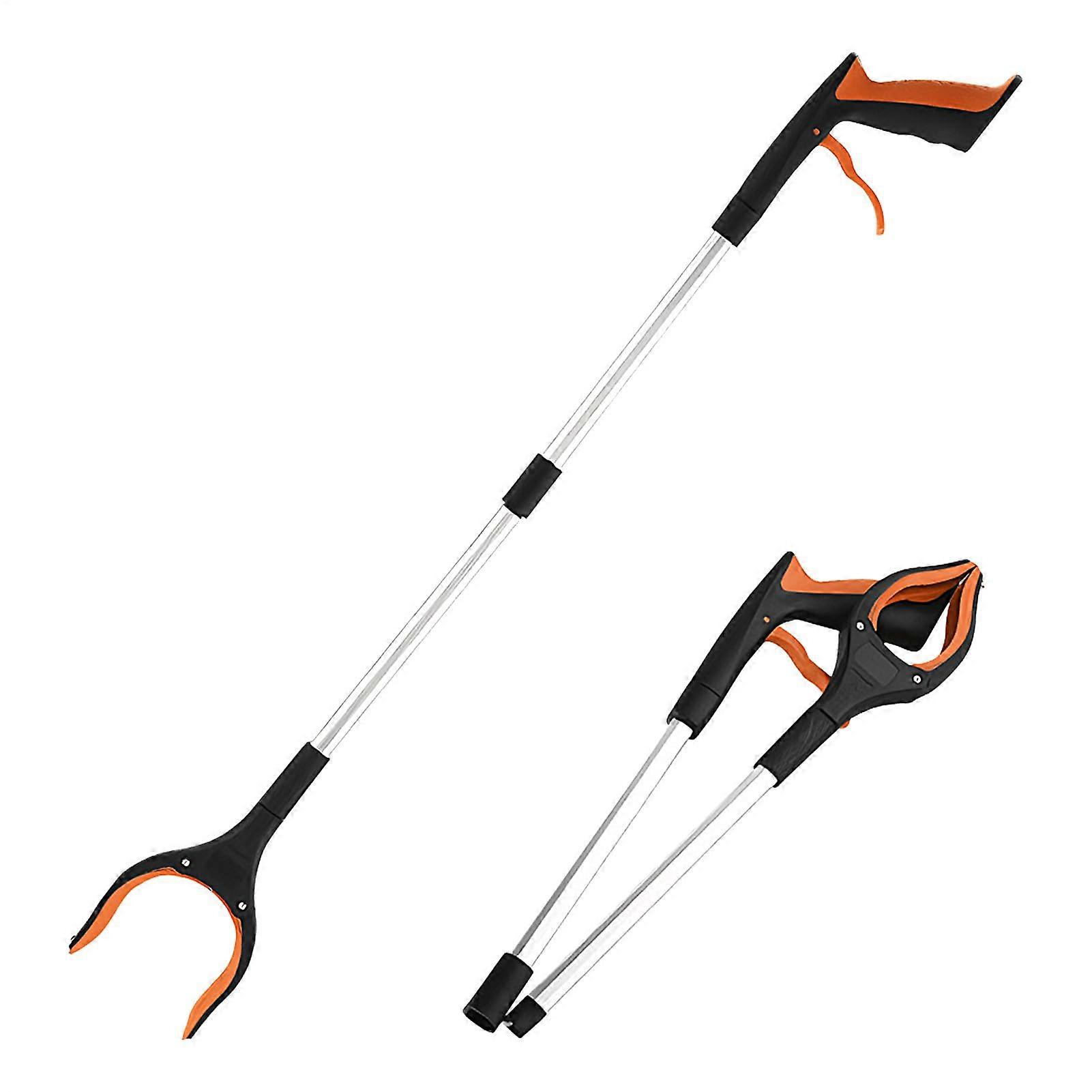 84 Cm Long Folding Trash Grabber Lightweight Construction With Precision Claw Ideal For Seniors Outdoor Use Orange