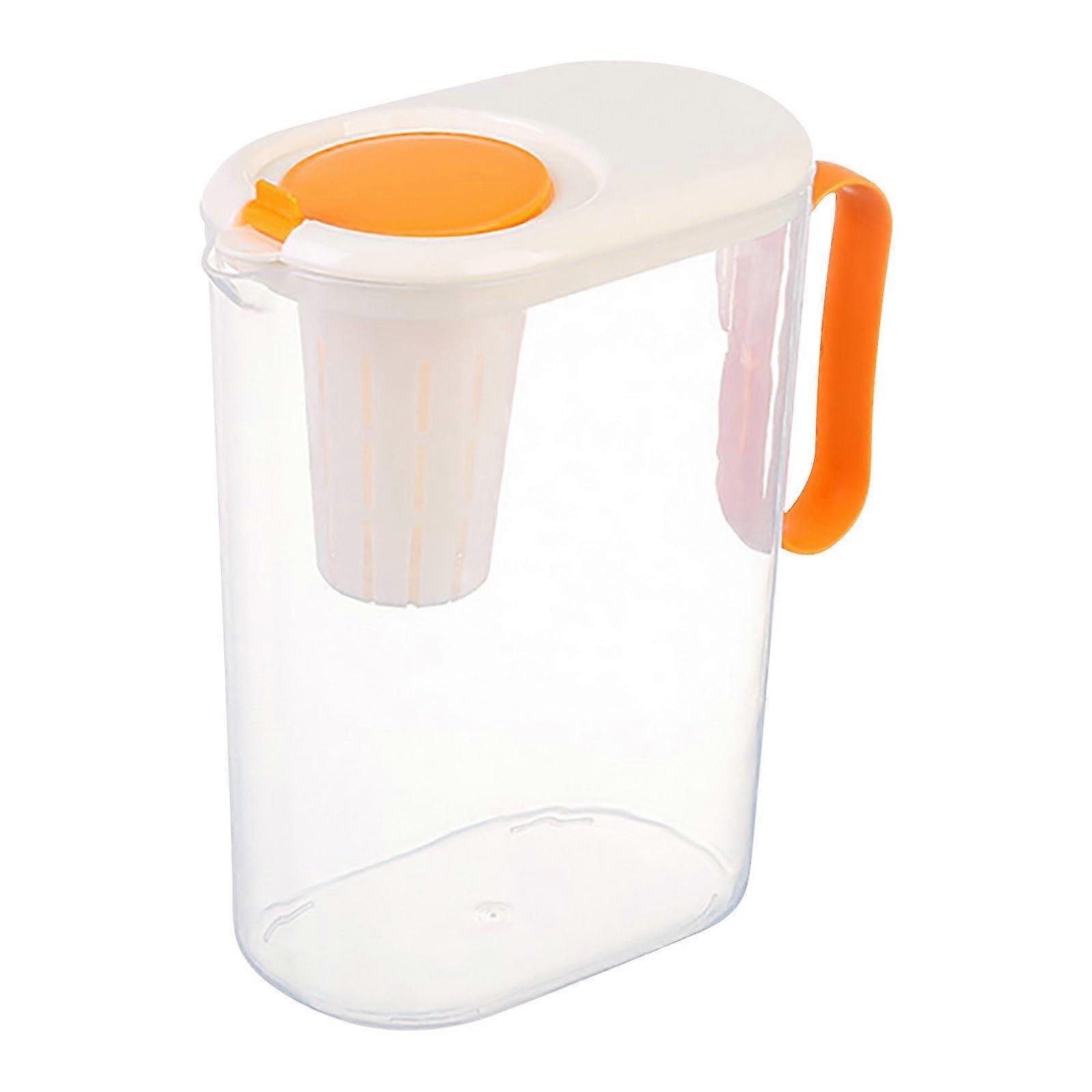 Plastic Water Carafe 2 Litre with Lid, Transparent Plastic Jug for Fridge, Tea, Coffee, and Drinks with Handle
