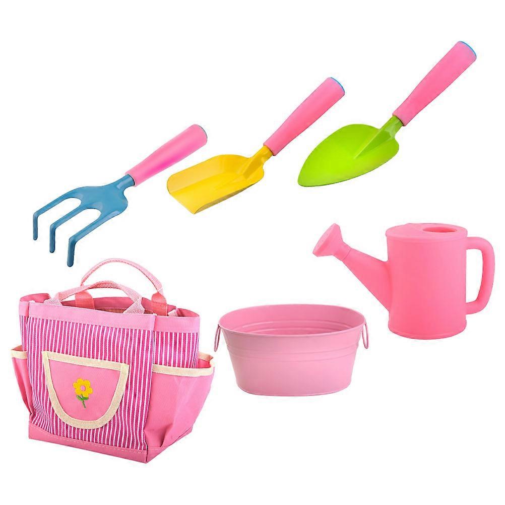 Pink Kids Gardening Tools Set for Flower and Vegetable Planting Practical Durable Mini Rake