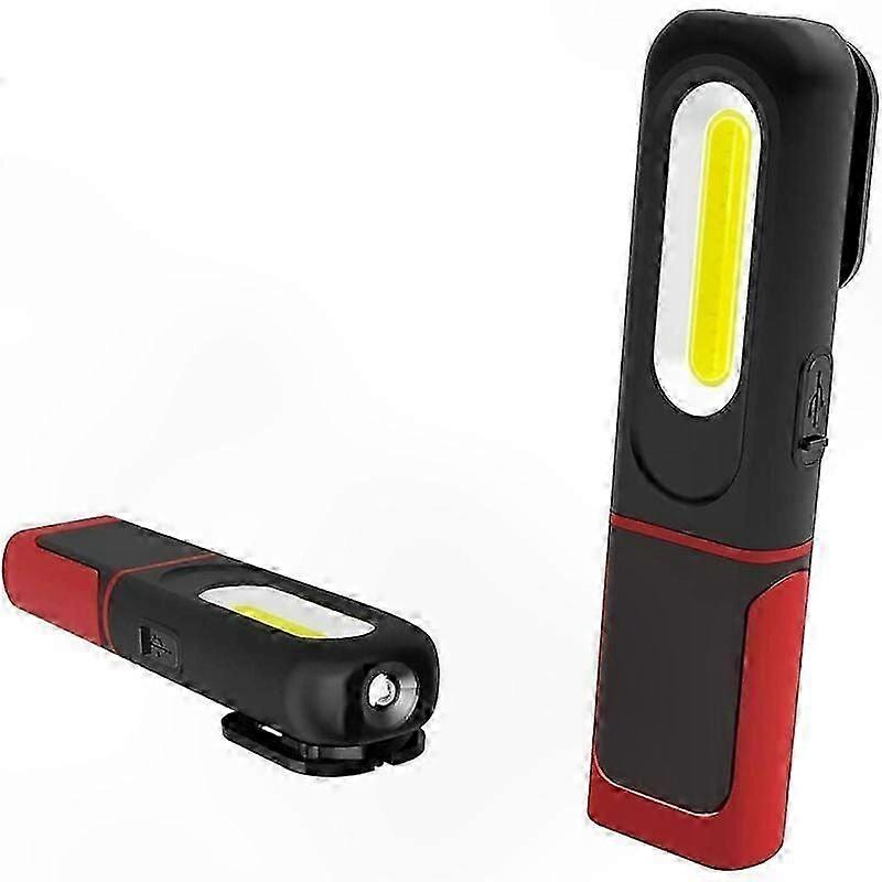 360 Rotatable LED Inspection Light with Magnetic Base and Hook, 2-in-1 Rechargeable Work Light and 3W COB Torch