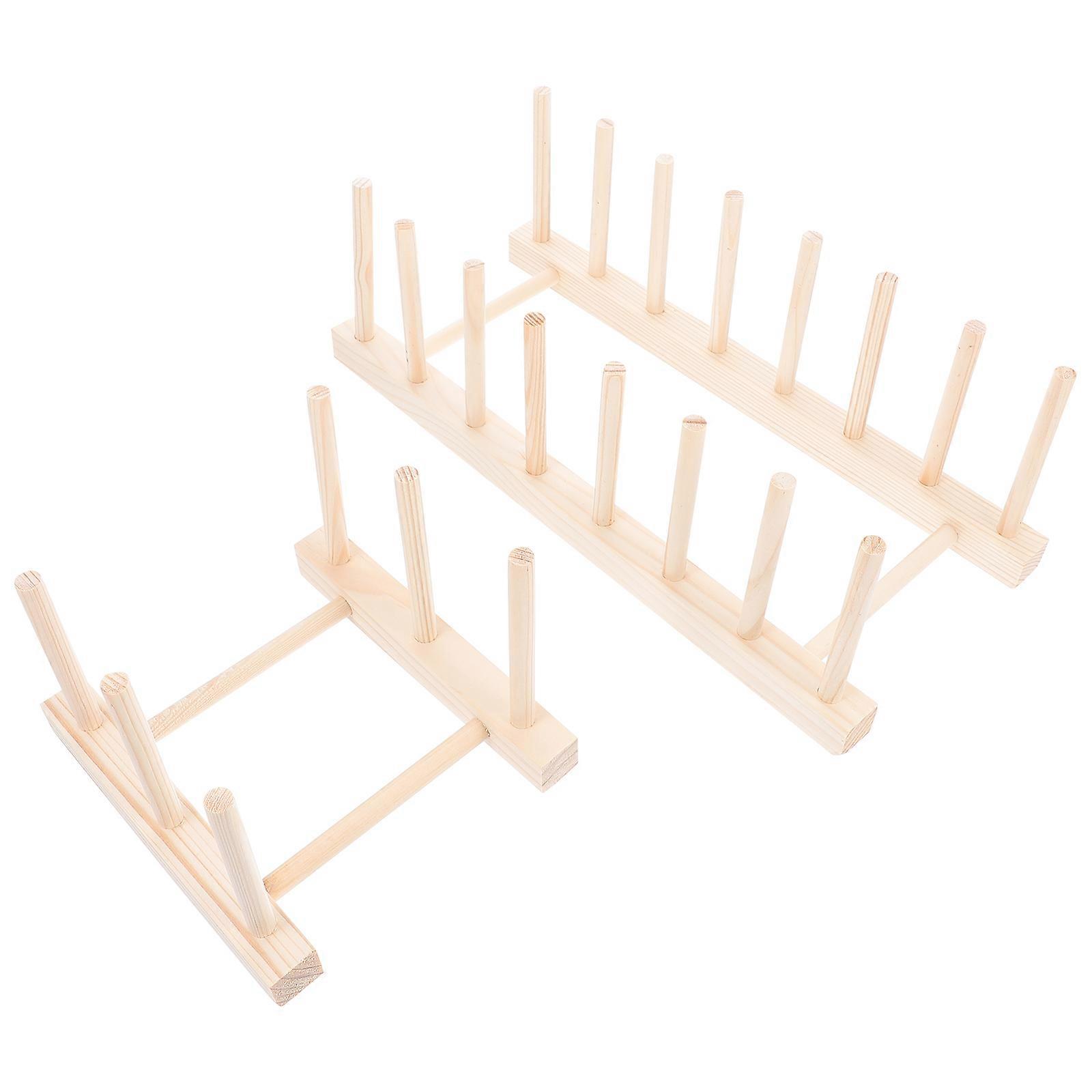 Wood Shelves Household Multi-Functional Plate Rack for 2Pcs Storage Use