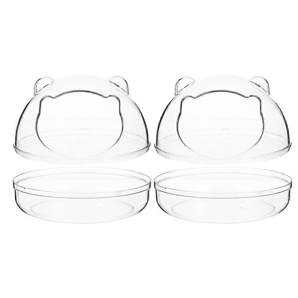2pcs Visible Plastic Hamster Bathtubs Convenient Boxes