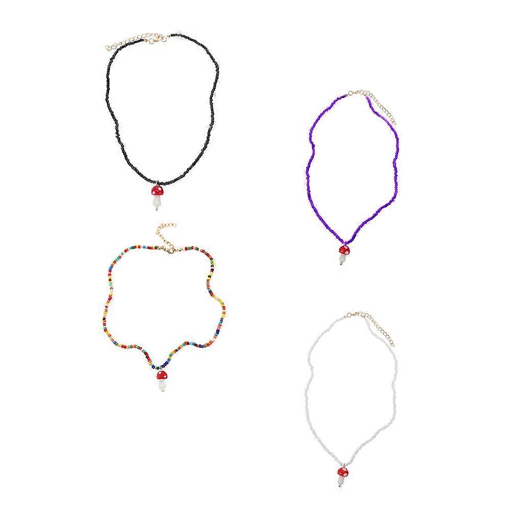 Kids Beads String Jewelry with Mushroom Pendant Chain in Assorted Colors for Decoration Use