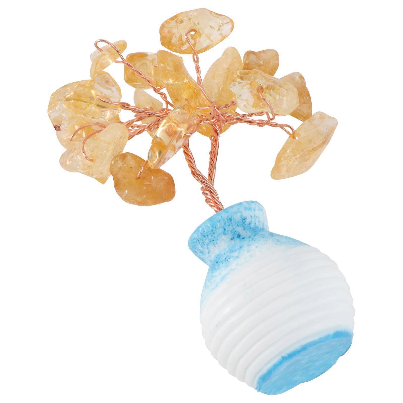 Crystal Money Tree for Decoration with Design and Yellow Color Perfect for Desktop or Tabletop 1pc