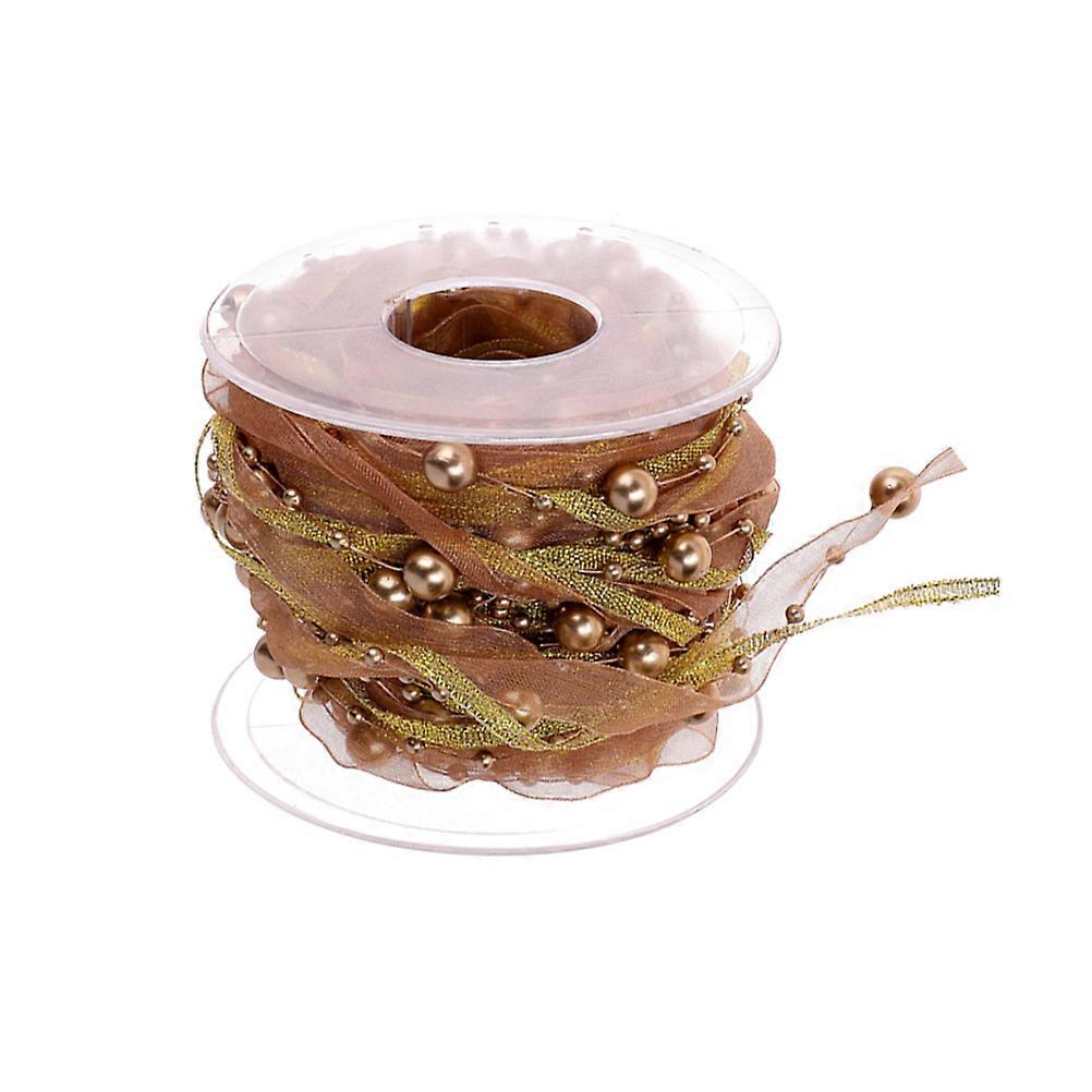 Durable Decorative Beaded Ribbon for DIY Projects Made of Polyester Plastic Golden 50 Feet