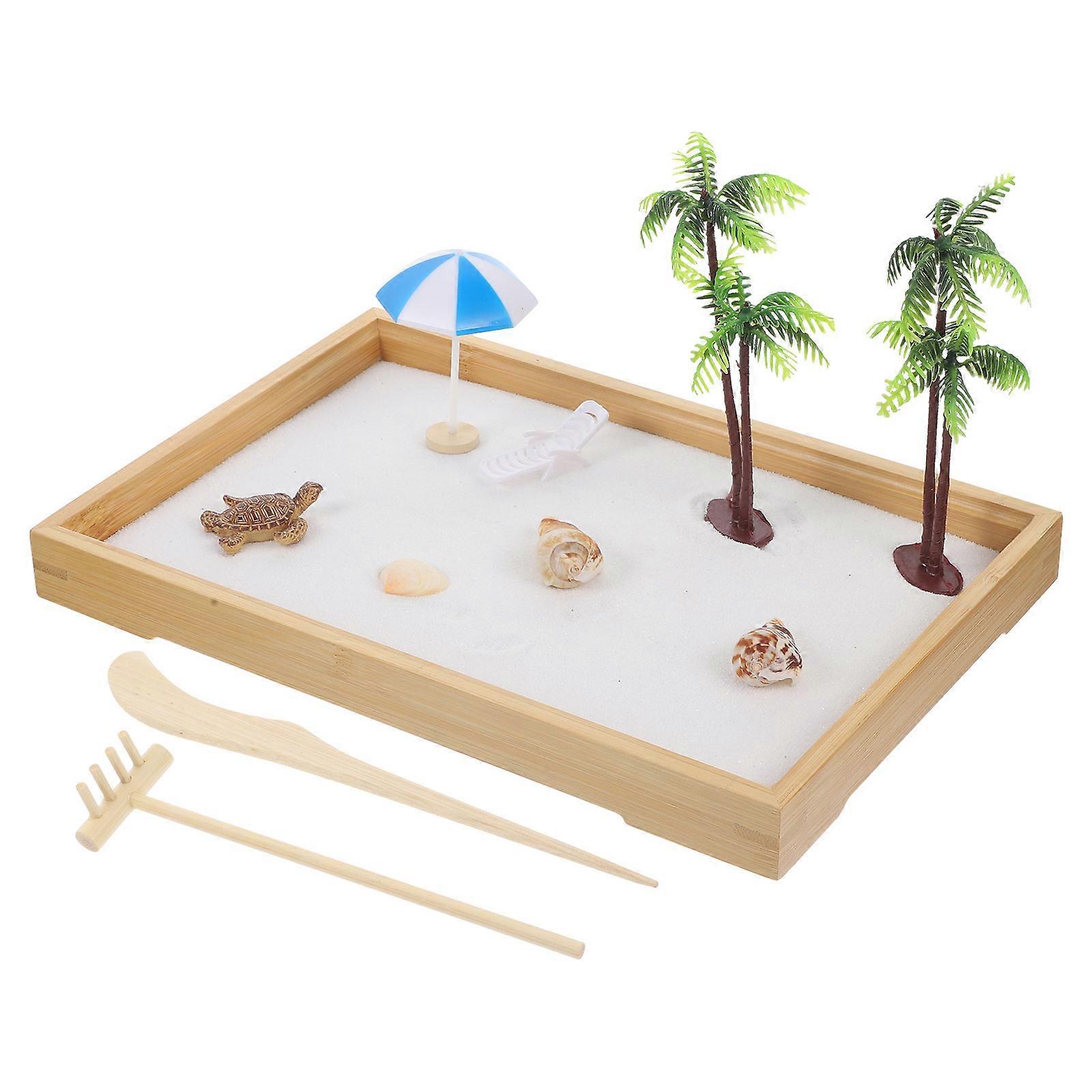 デスクトップサンドボックスミニチュアランドスケープオーナメントヨガクラブデコレーション28X19X2.8CMナチュラルスタイル1セット