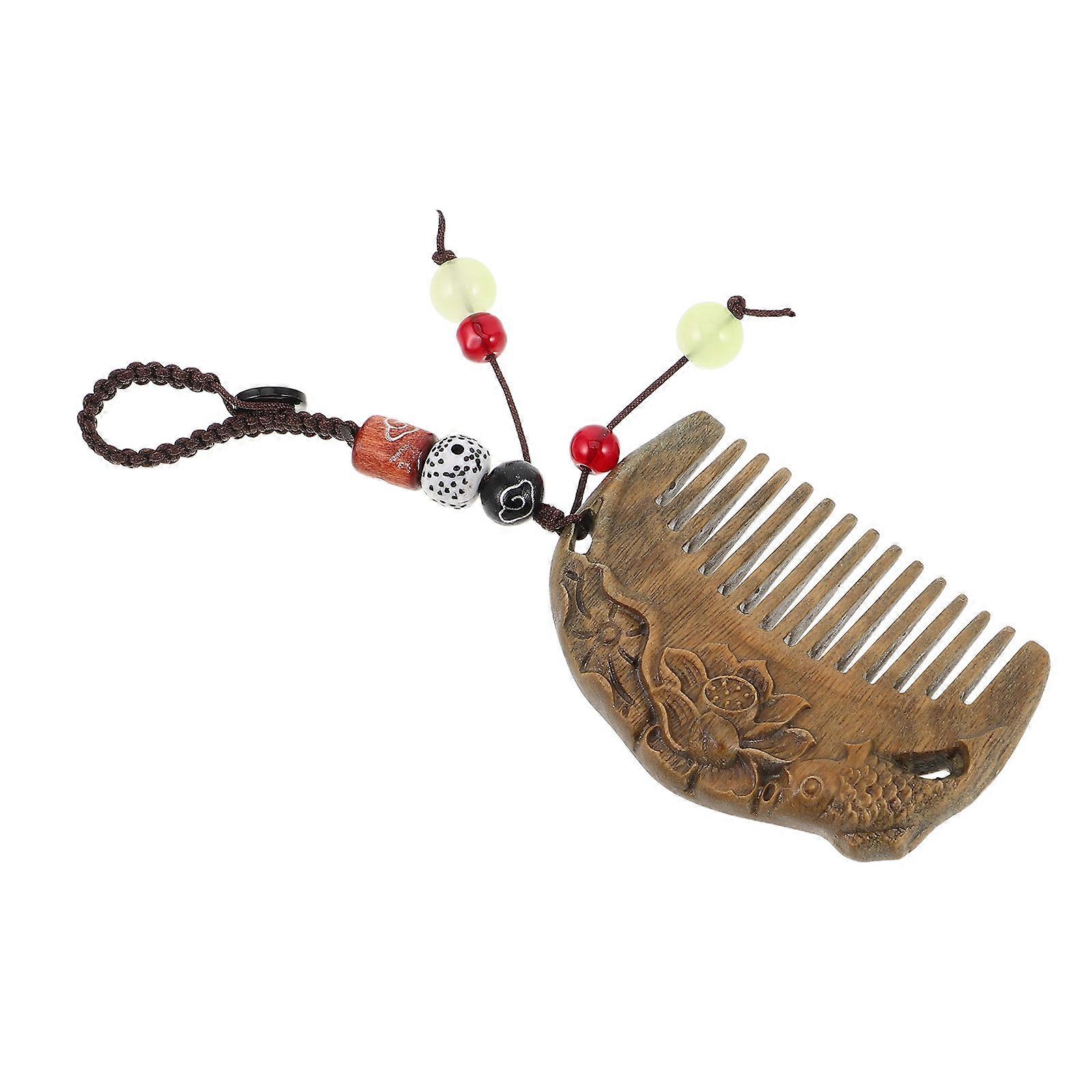 Compact Pocket Hair Comb With Intricate Carvings Vintage Style For Home Salon Use Light Brown 1Set