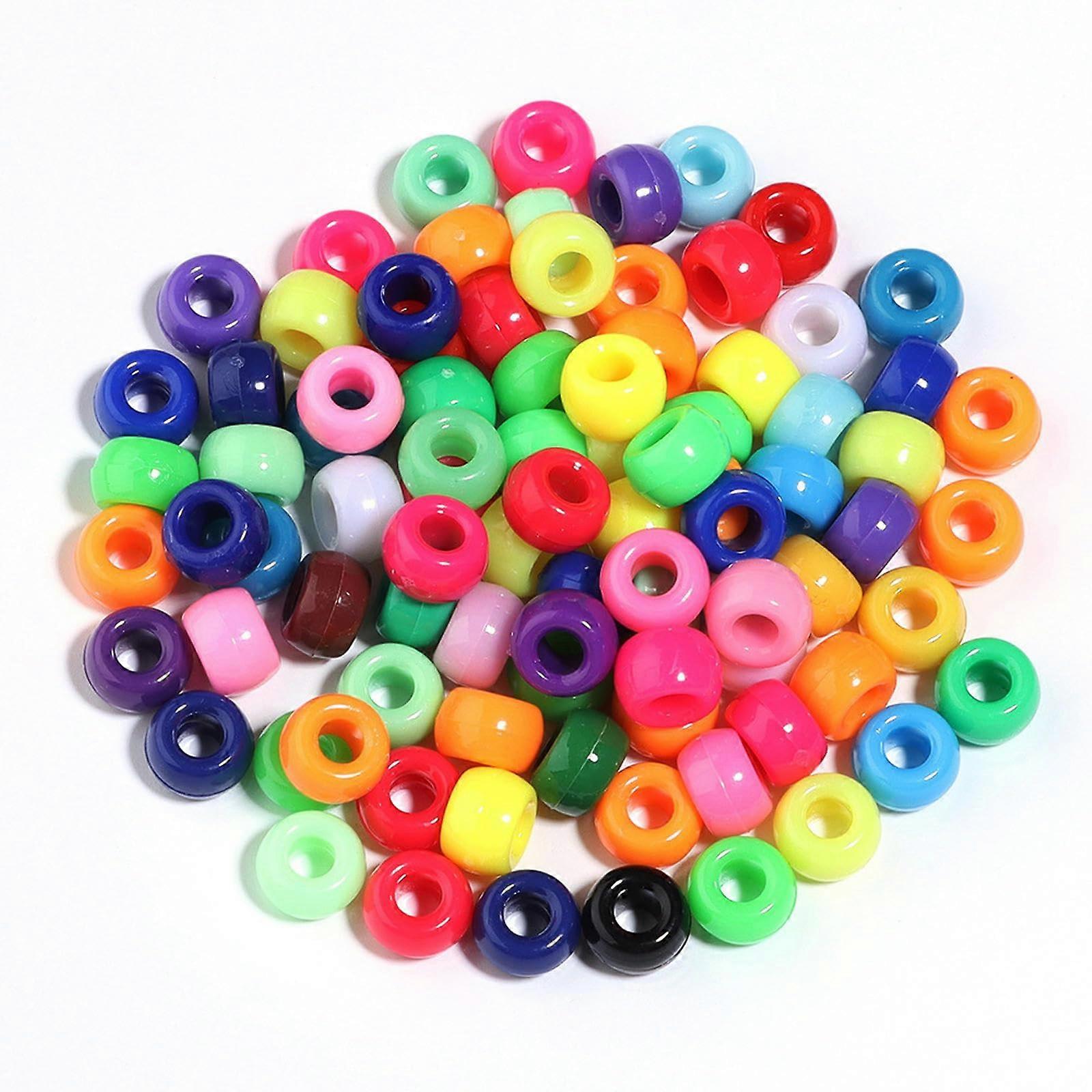 Acryl-Perlen Mit Großem Loch – Bunte Fassperlen, 9mm x 6mm, Dunkle Mischfarbe, 200 Stück DIY Schmuckzubehör