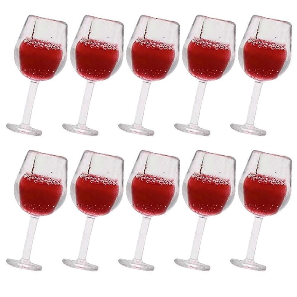 Miniature Wine Glasses Micro Goblet for Playing 10Pcs Red Resin Set