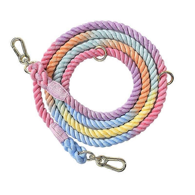 Handmade Dog Lead – Double Head Braided Training Lead, 210 cm Non-Slip Soft Material with Golden Accessories (Makrone)