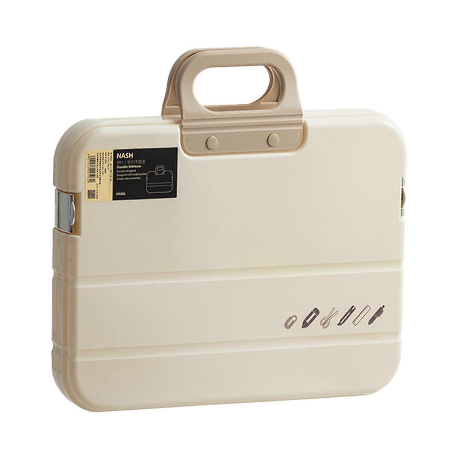 Document storage box Secure portable carrying bag, multipocket document storage bag Briefcase with lock, white