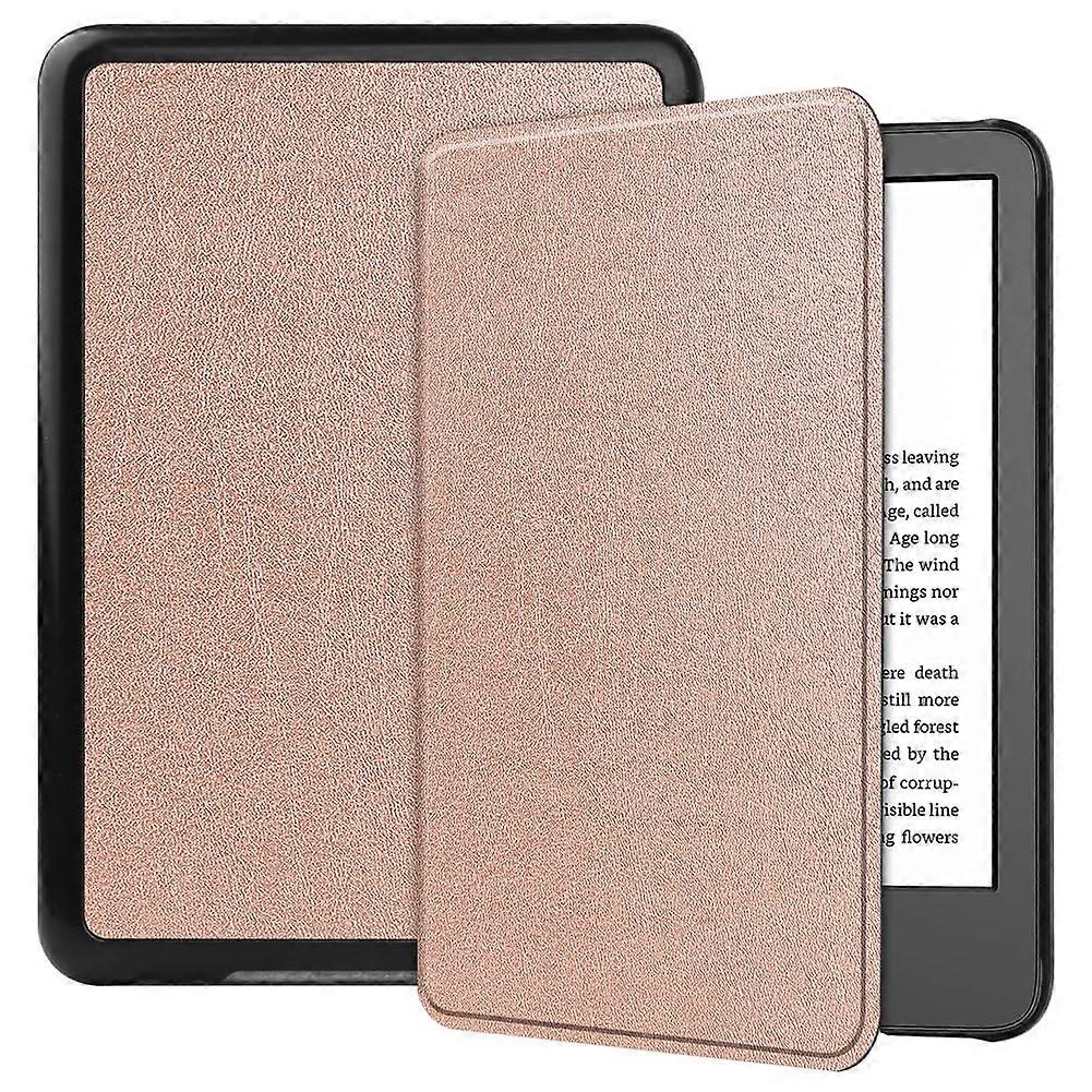 Custer Kindle Case For 6.0-Inch Kindle 11th Gen (2022) And 12th Gen (2024), Kindle Kids 2024, PU Leather Rose Gold