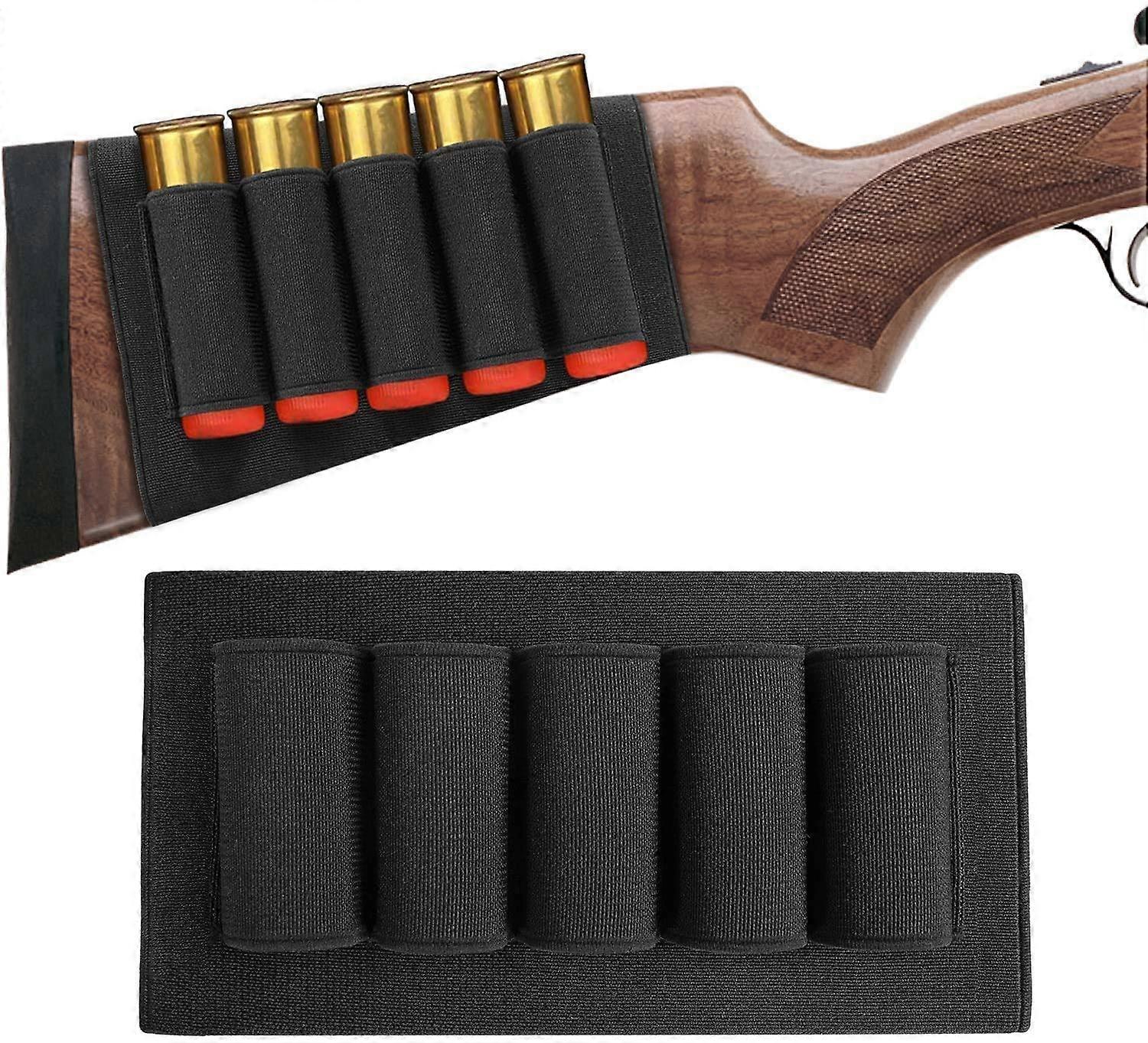 Rifle Hunting Tactical Shotgun Pouches 5 Cartridges Buttstock Shell Holder Elastic Fabric Ammunition Carrier Pouch