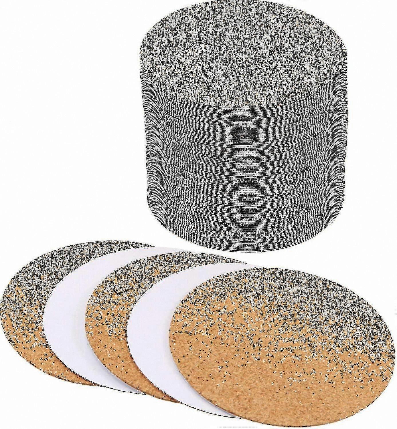 100 Pack Round Self-Adhesive Cork Mats for Coasters and Backing Sheets