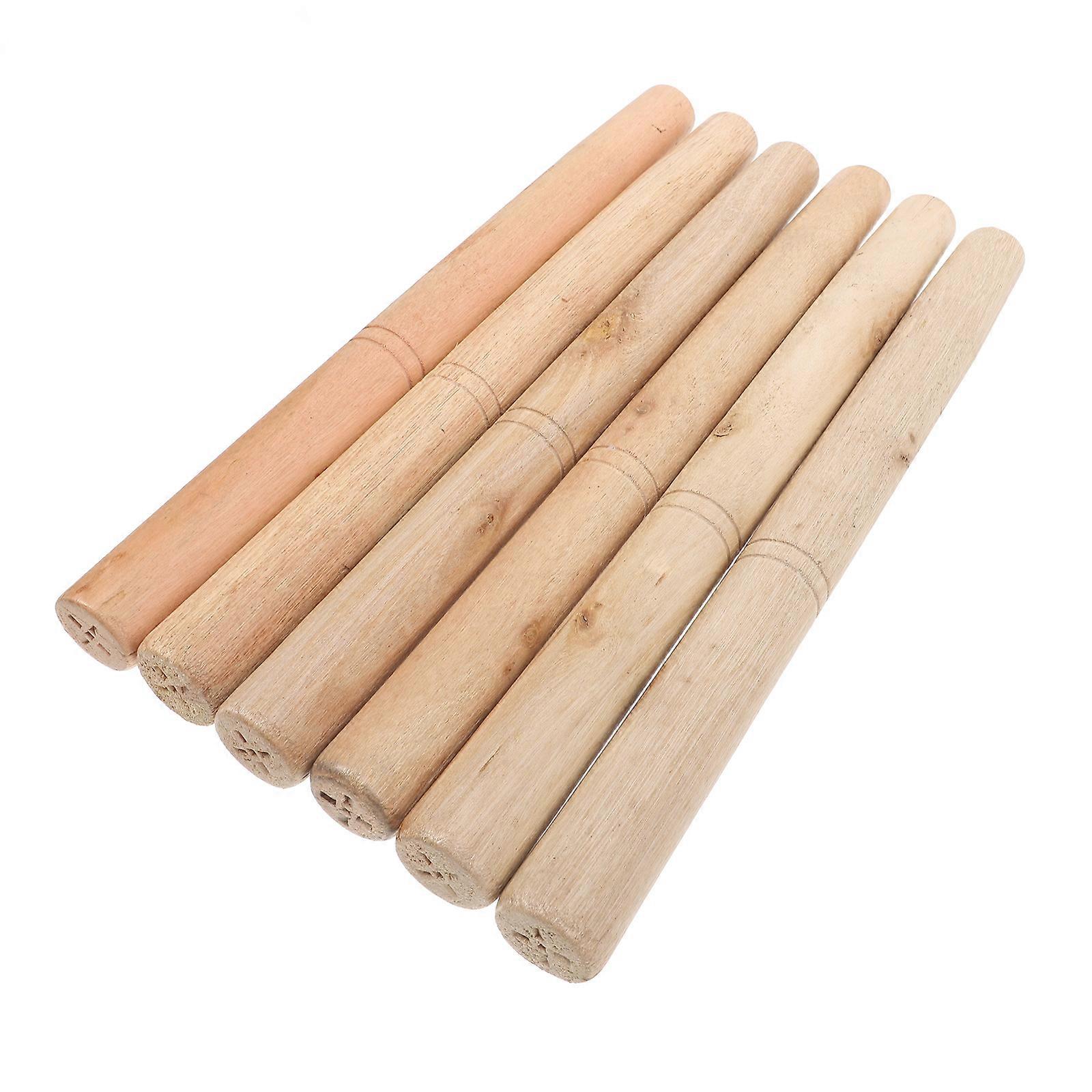 6pcs Versatile Beige Wood Handles for Garden Tools Hoe with Anti-Skid Design 30cm