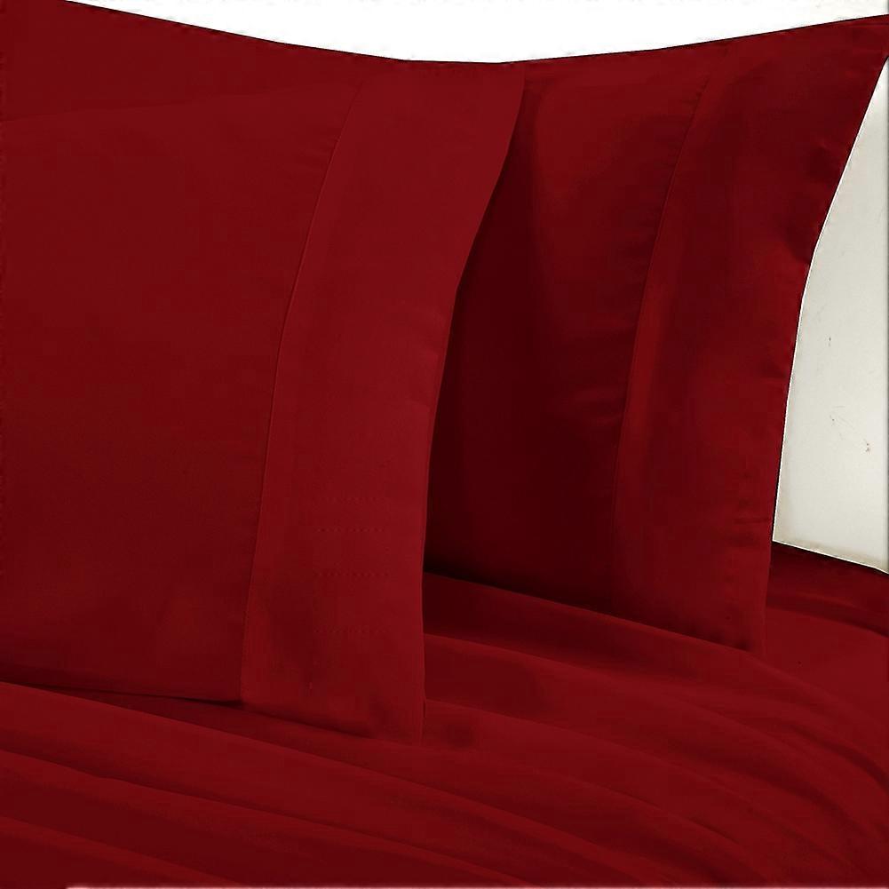 Soft Red Full Bed Sheets Set 4Pcs Deep Pocket Microfiber