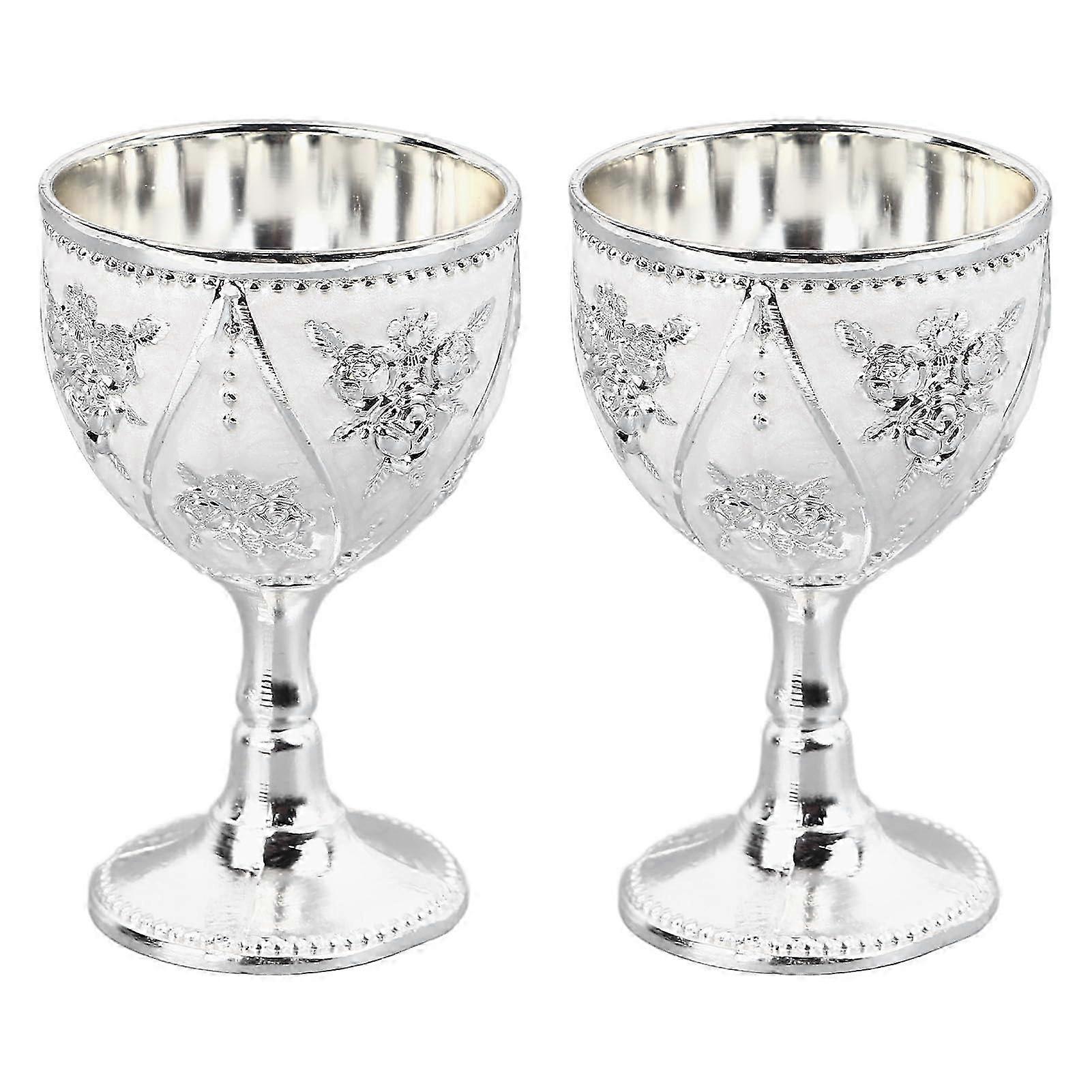 Vintage Wine Glass Set, 3D Rose Pattern, Elegant Design, Durable Zinc Alloy 2025