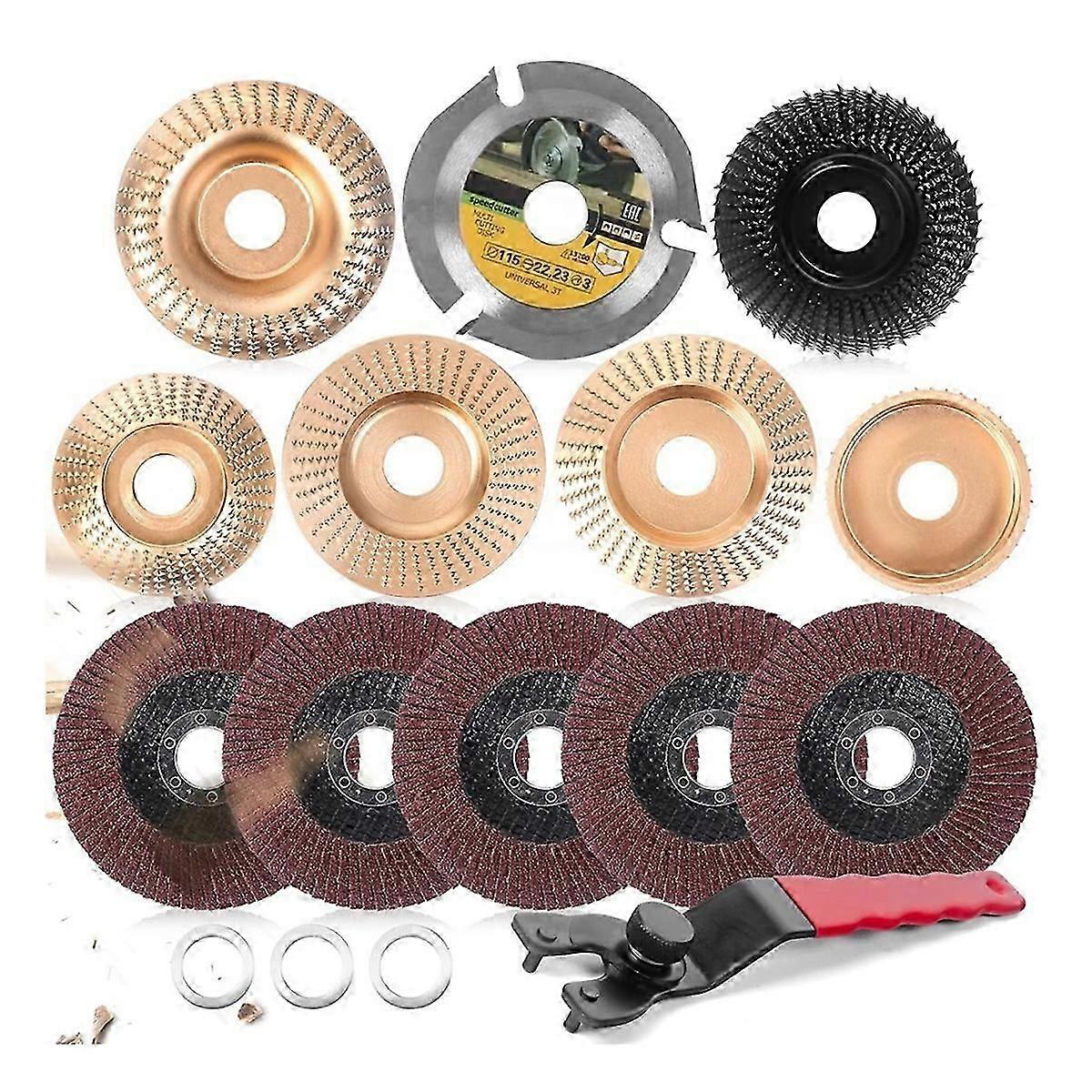 13PCS Wood Carving Disc Set for 4 1/2 Angle Grinder Attachments