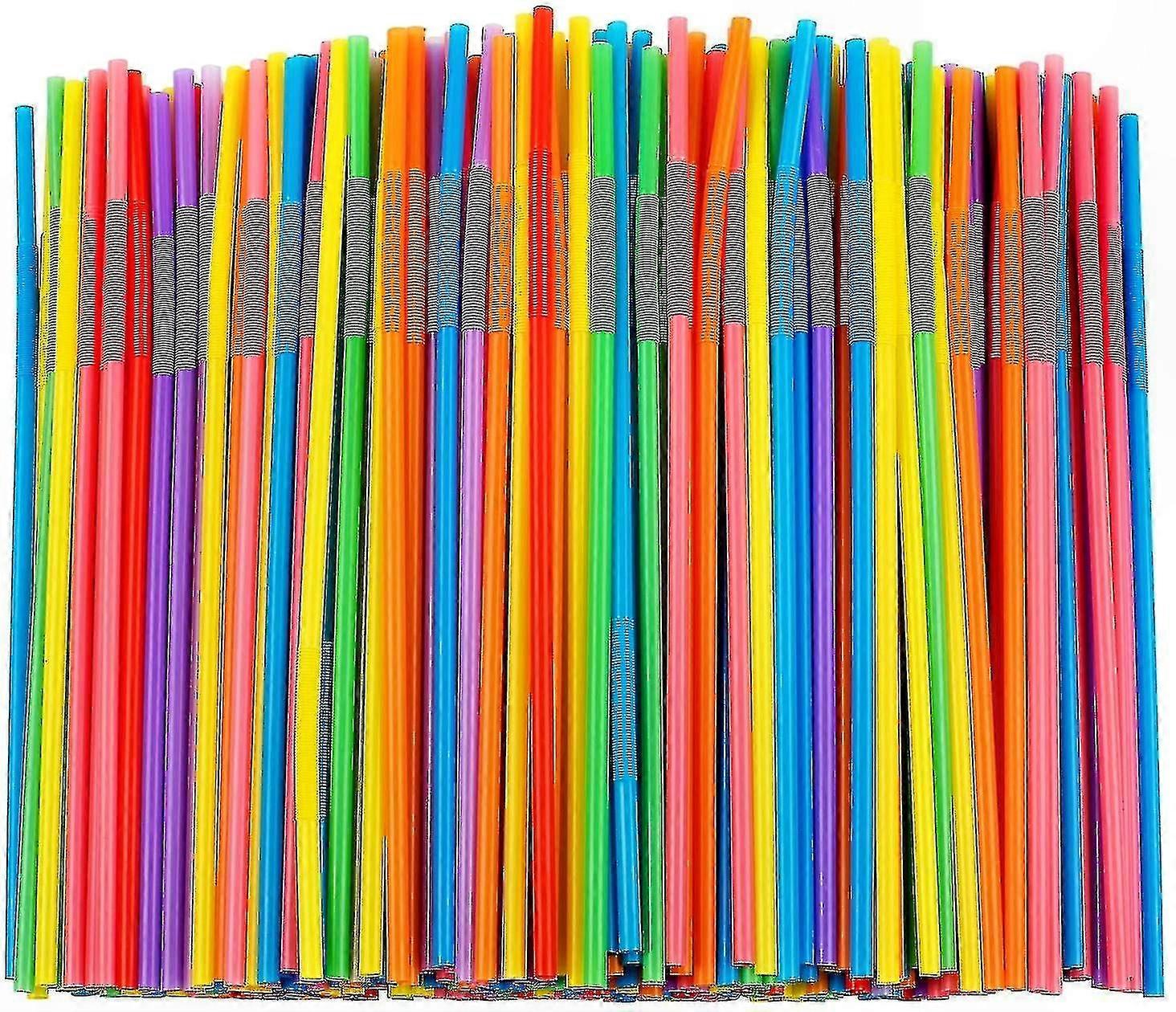 500 Count Bendable Plastic Straws, Multi-Color BPA-Free Drinking Straws for Events and Gatherings