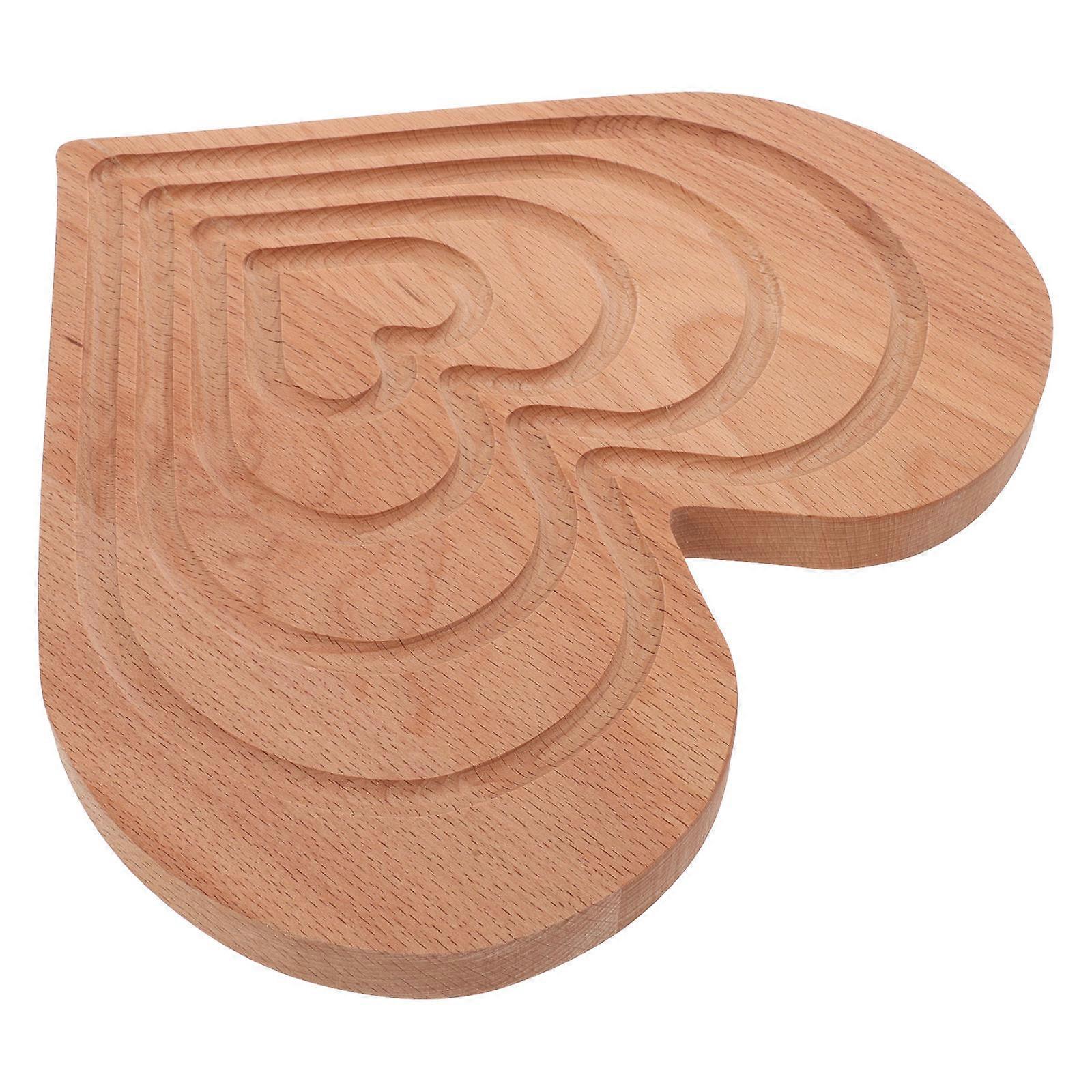 Elegant Beige Wood Tray for Storage Heart Shaped Bread Plate Versatile Serving Decorative 7.1 inches