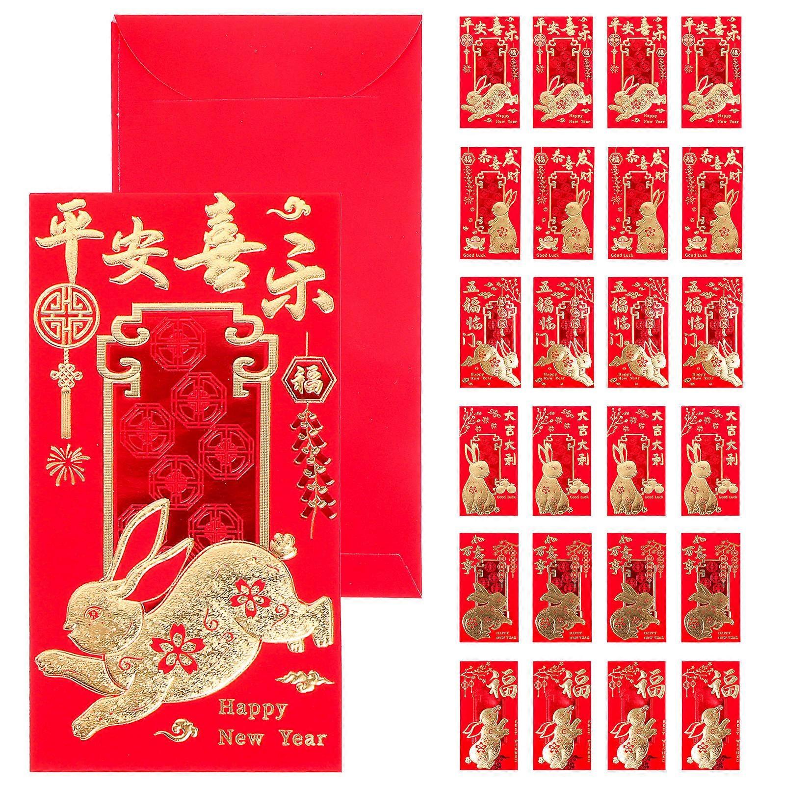 Rabbit Year Red Packet New Year Gift Bag for Storage 36Pcs Paper Money Pouches