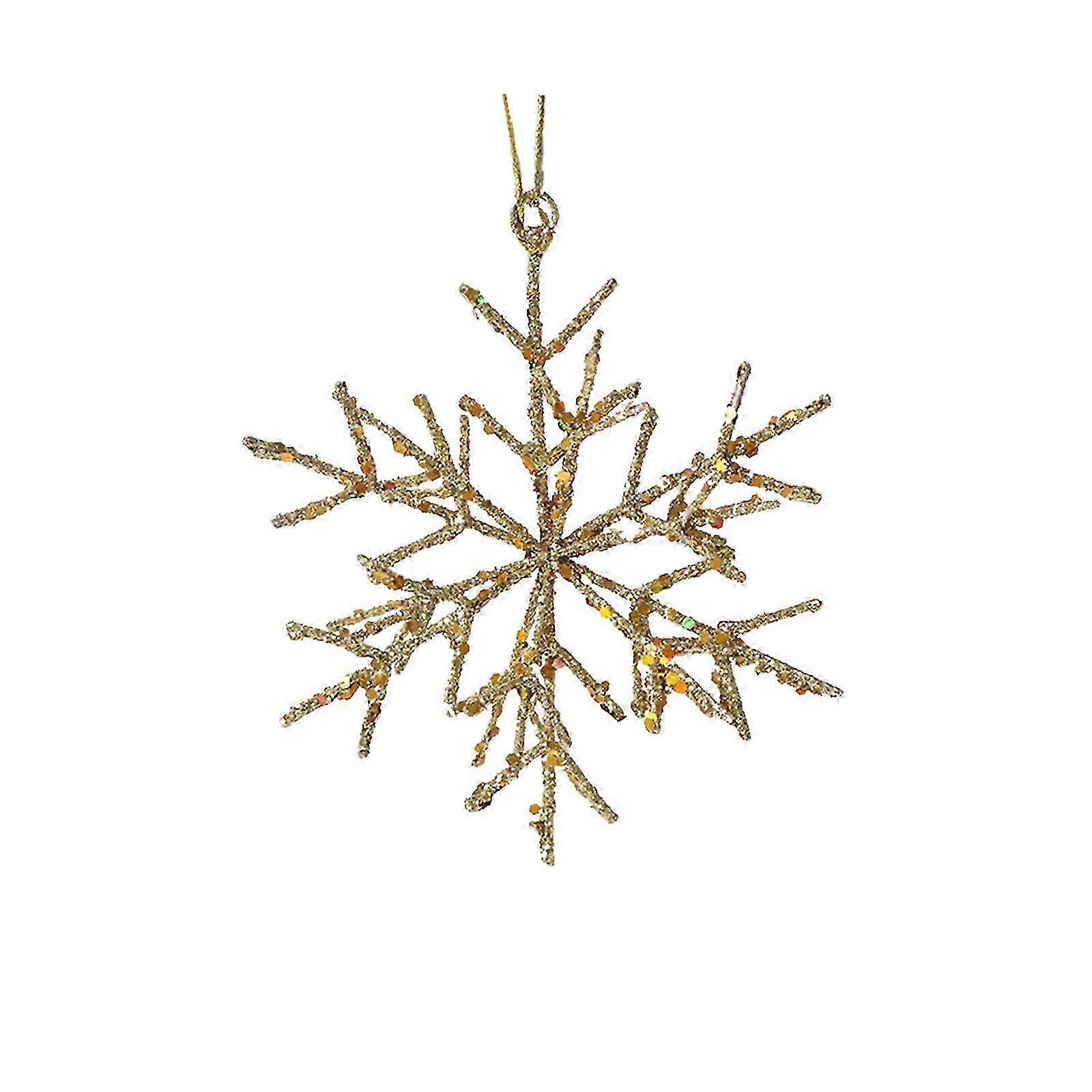 Gold Wrought Iron Three-Dimensional Champagne Snowflake Christmas Tree Decorations