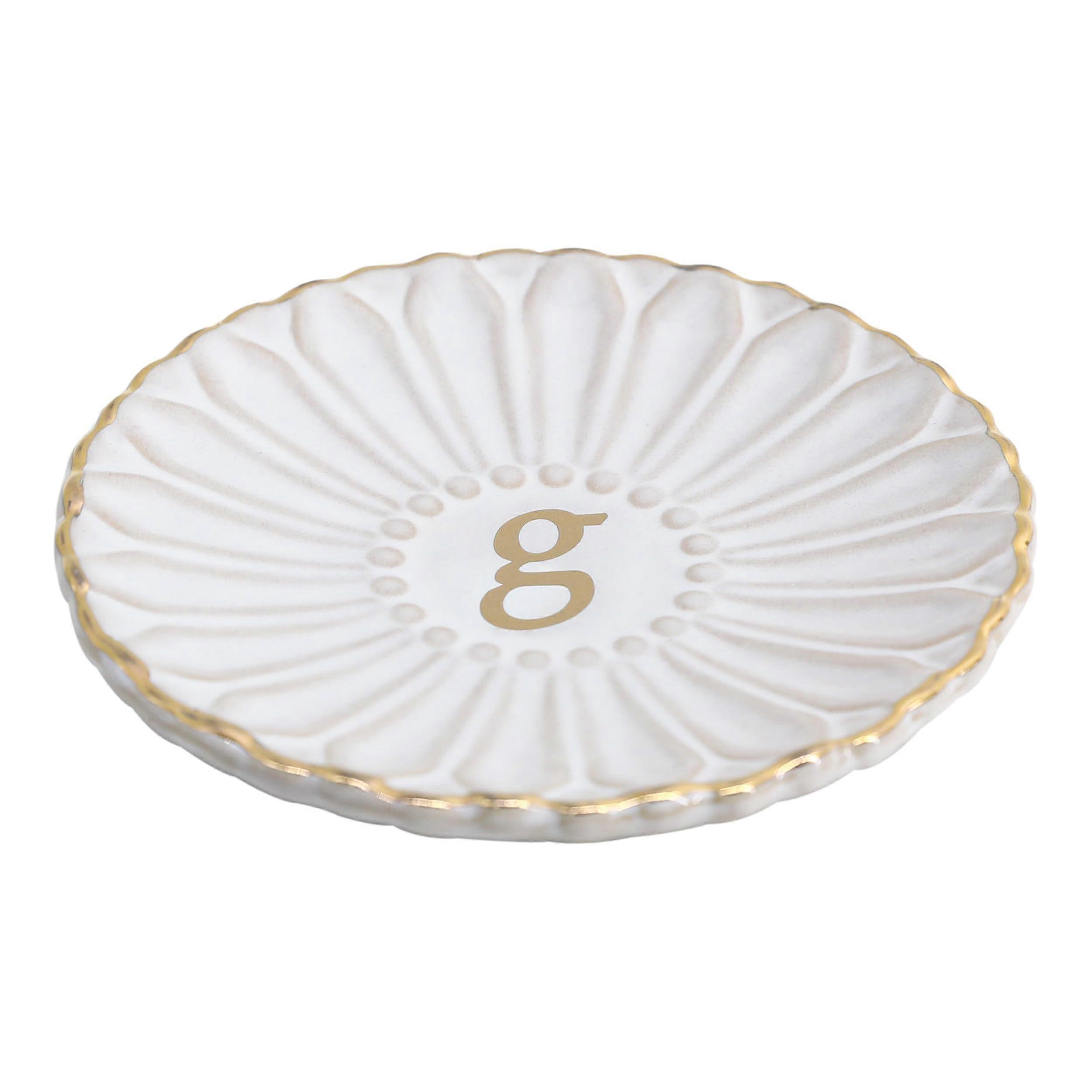 Sunflower Monogram Initial Ceramic Tray for Birthday 4.75" 2025