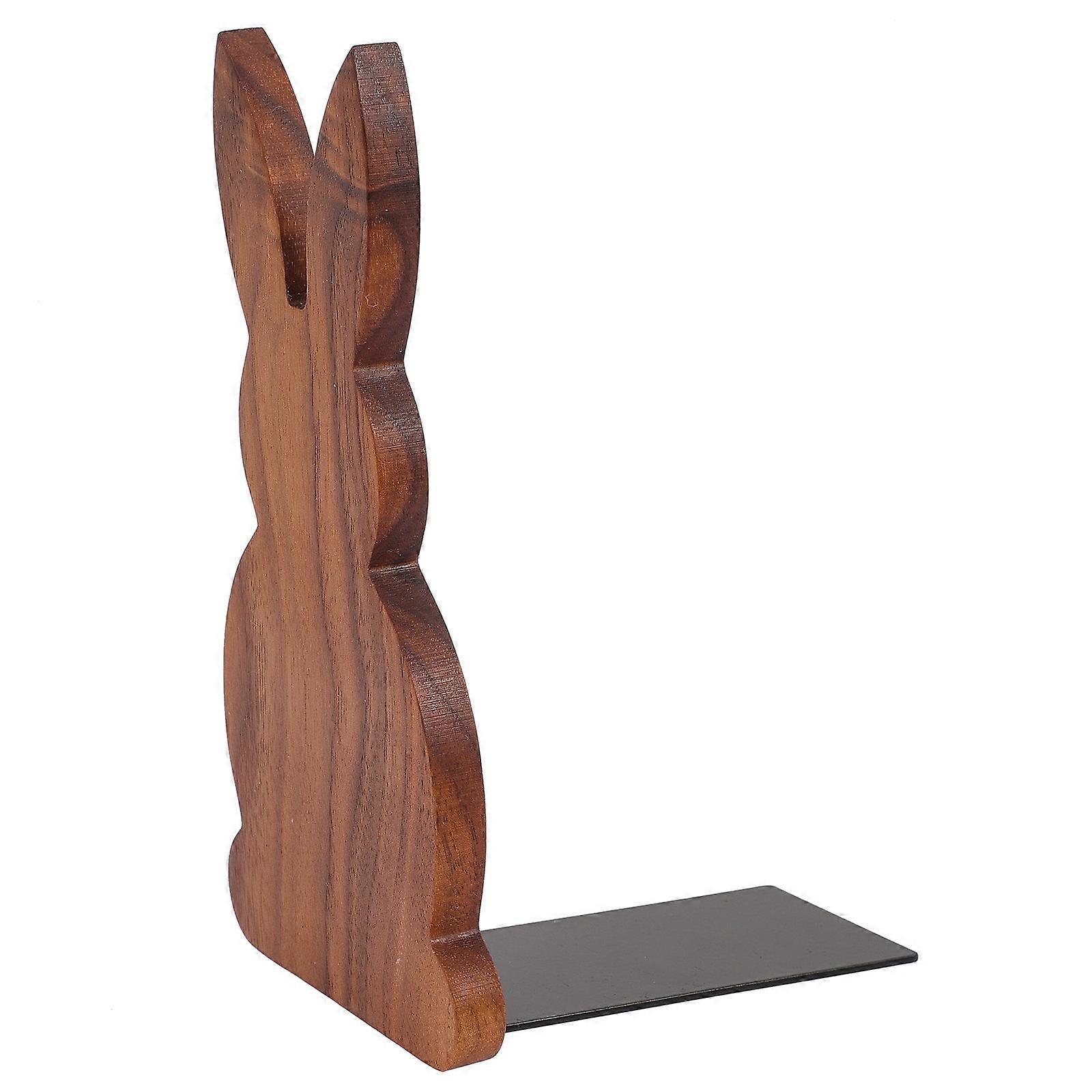 Rabbit Bookends Wooden for Desktop 4Pcs Cute Coffee Book Shelf Holder