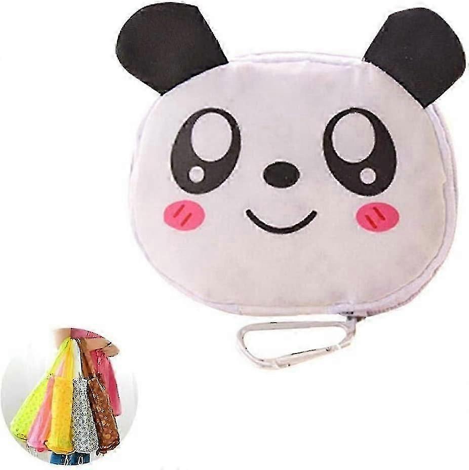 Eco-Friendly Foldable Nylon Shopping Bag - Panda Pattern Tote with Hook for Convenience