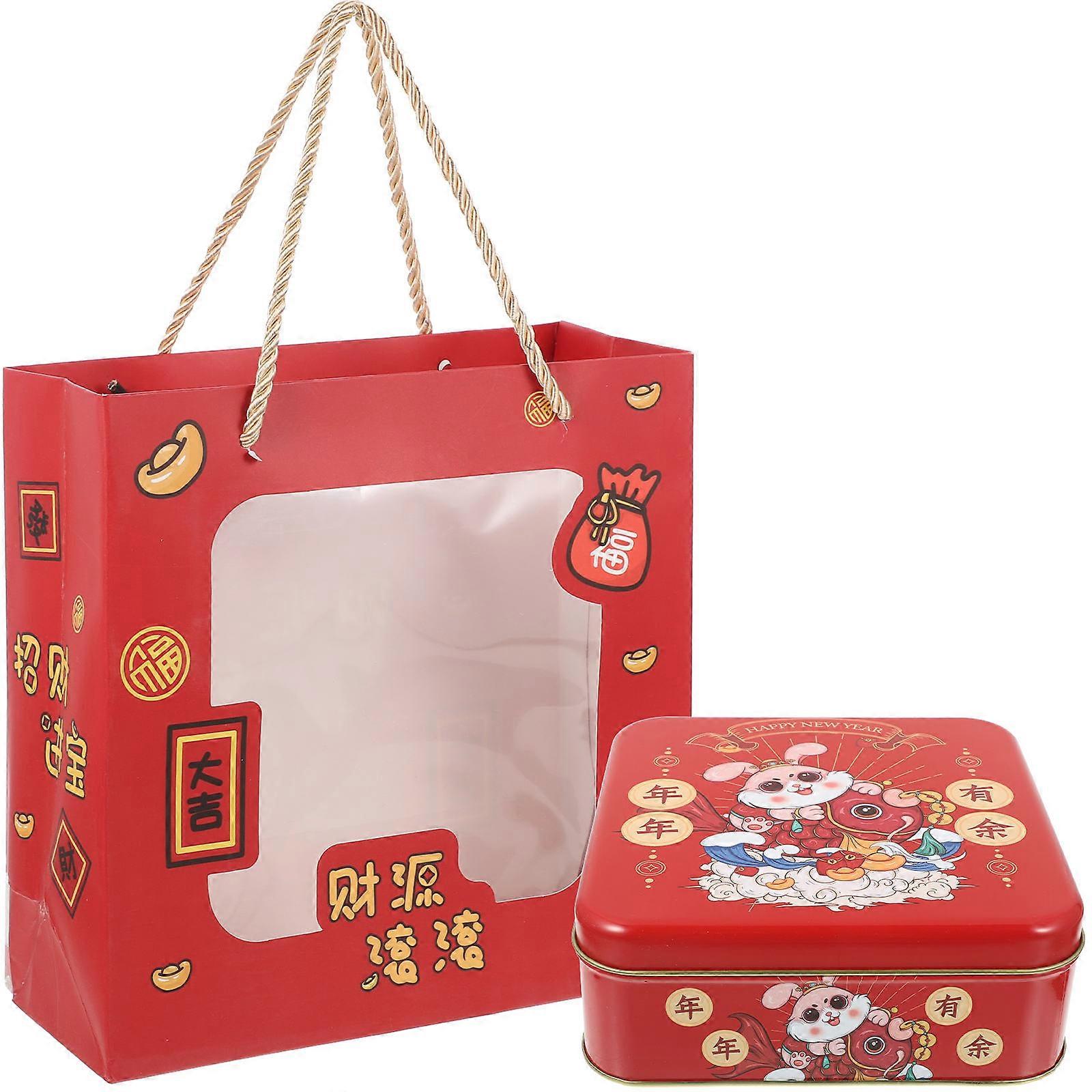 Sugar Candy Storage Iron Box for New Year Gift Wrapping 1Set