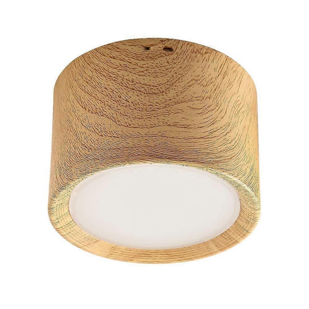 Modern Ceiling Spotlight LED Surface Mounted Downlight, 12W Hallway Lighting, Wood Finish 4000K, 3 Color Modes