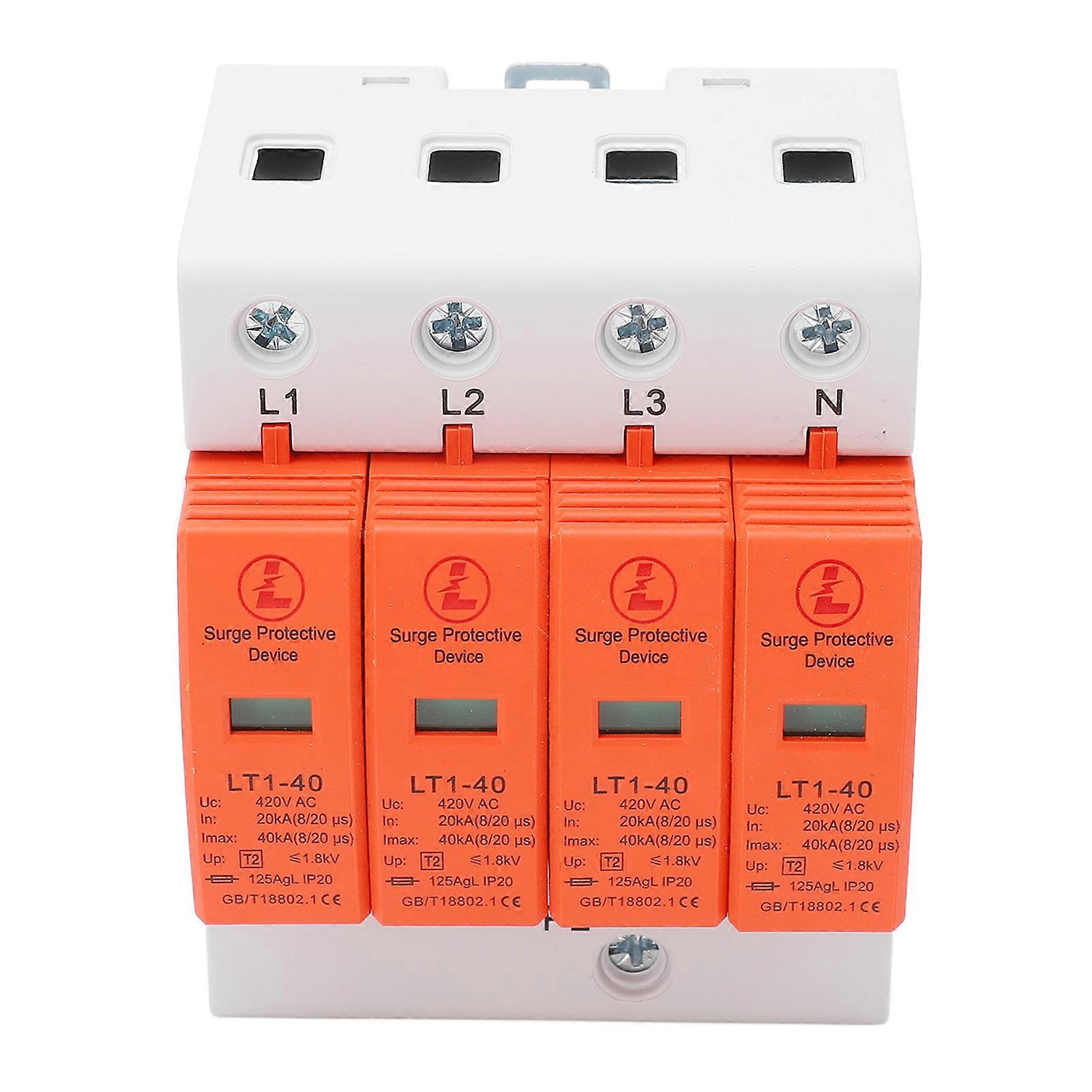 Parasurtenseur CA à réponse rapide, installation sur rail 36 mm, dispositif de protection contre les surtensions 4P 20-40 kA 420 V