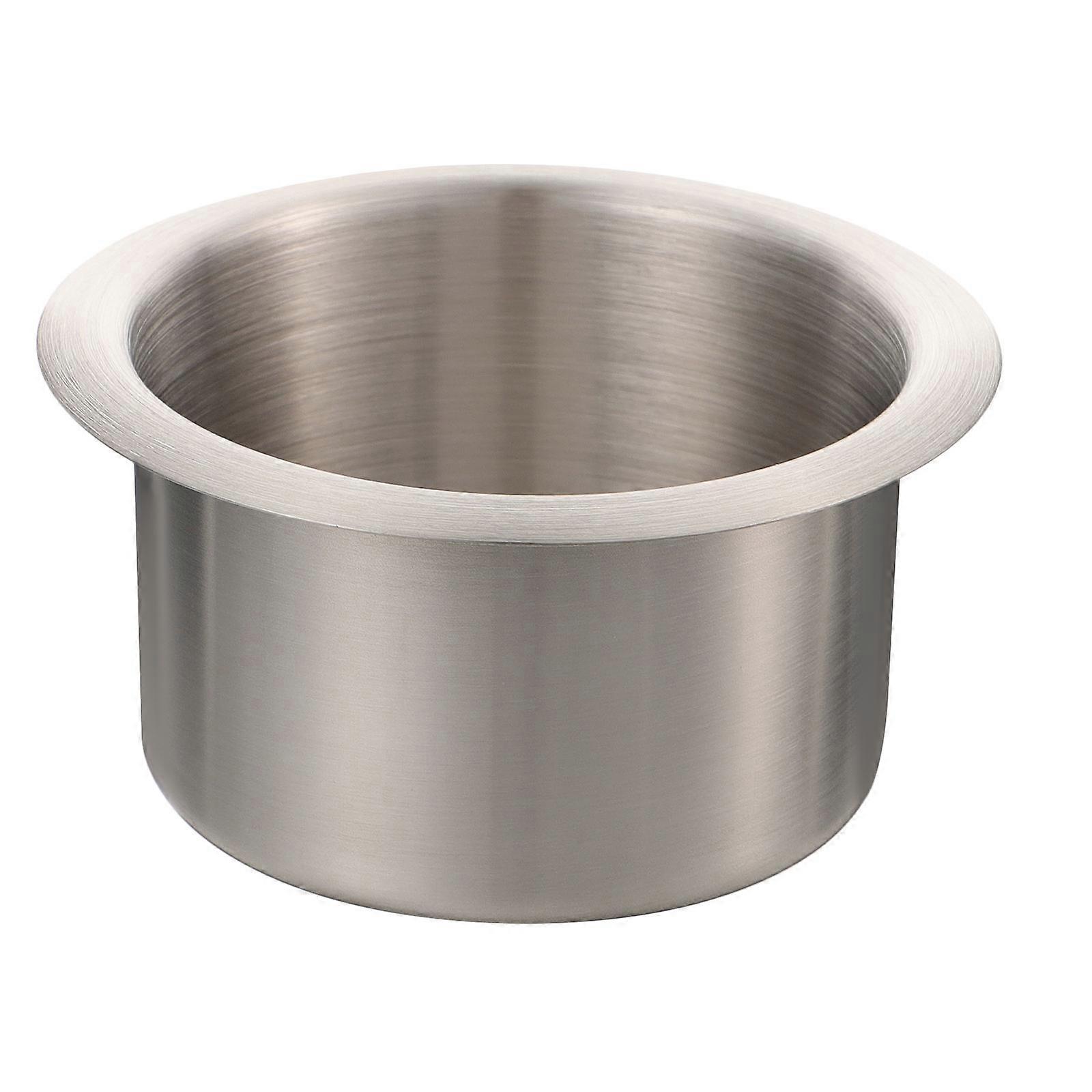 Chip Table Cup Holder Recessed Square Car Use Stainless Steel Silver for Drink Holding 1Pack
