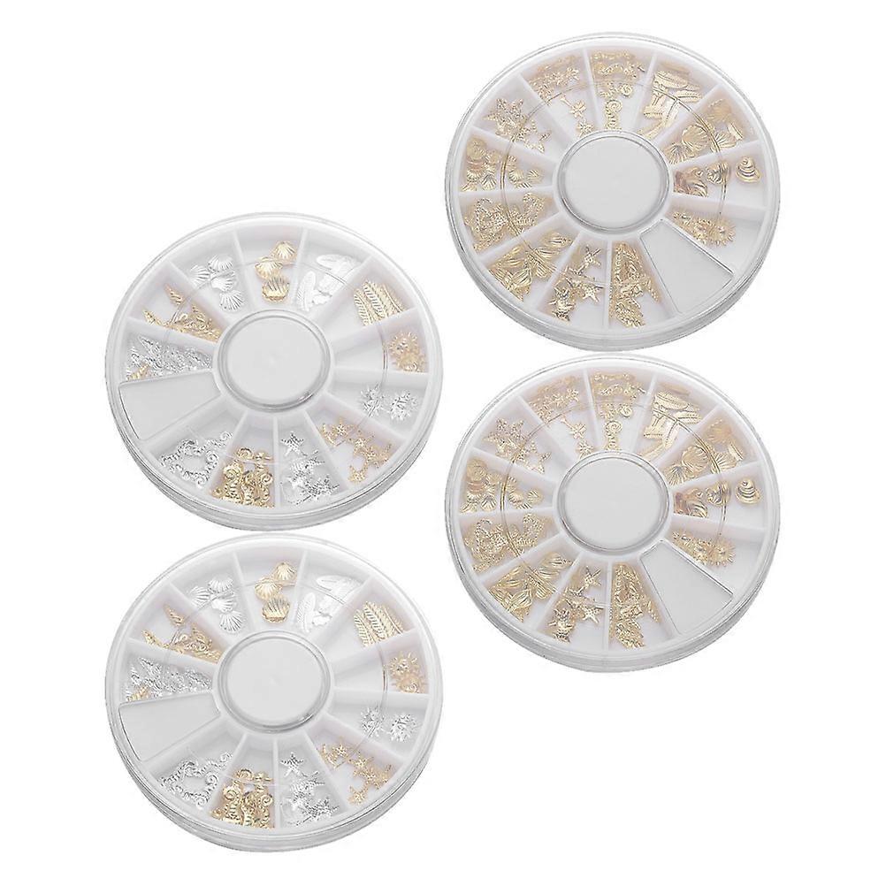Nail Art Alloy Patches Manicure Decorations for Nail Art Use 4 Boxes