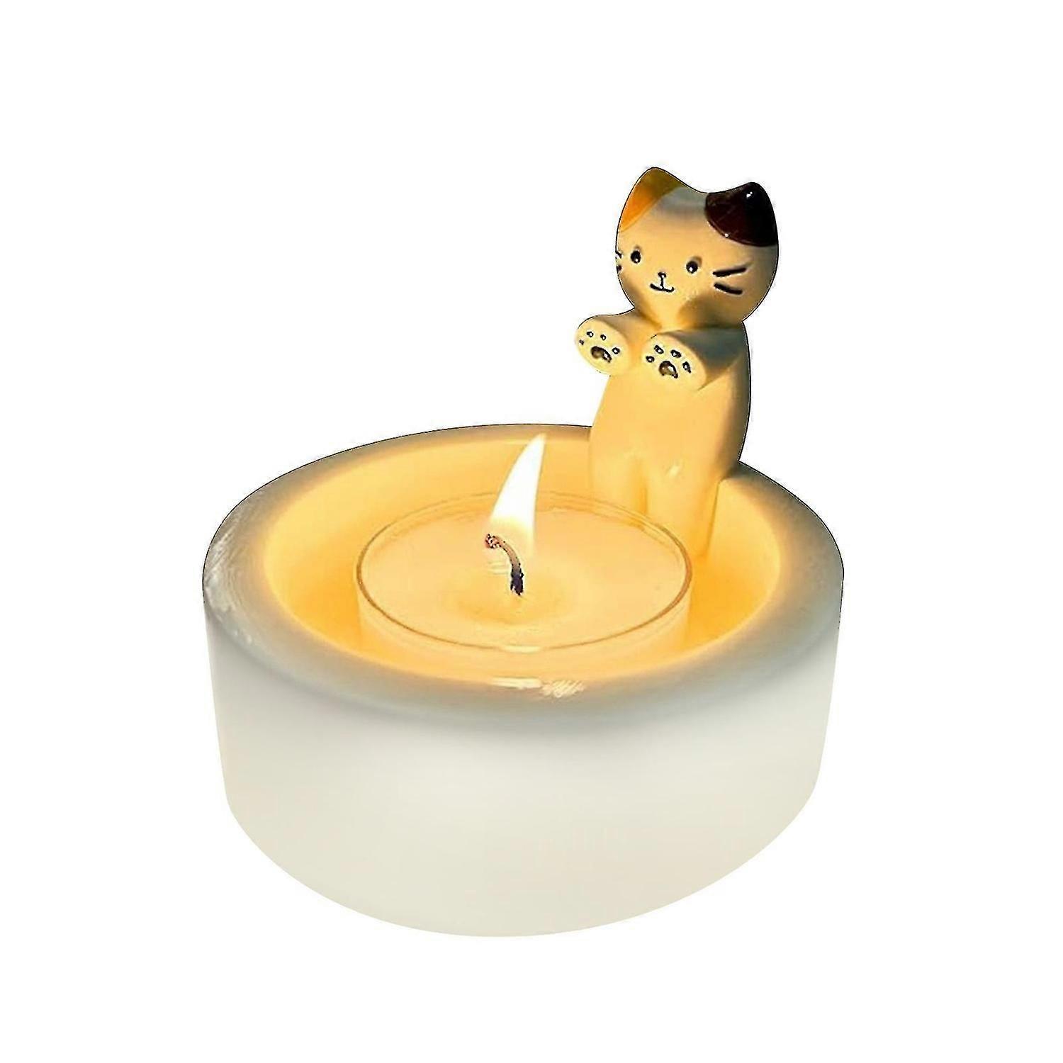 Warming Its Paws Cartoon Kitten Candle Holder Cat Aromatherapy Candle Holder