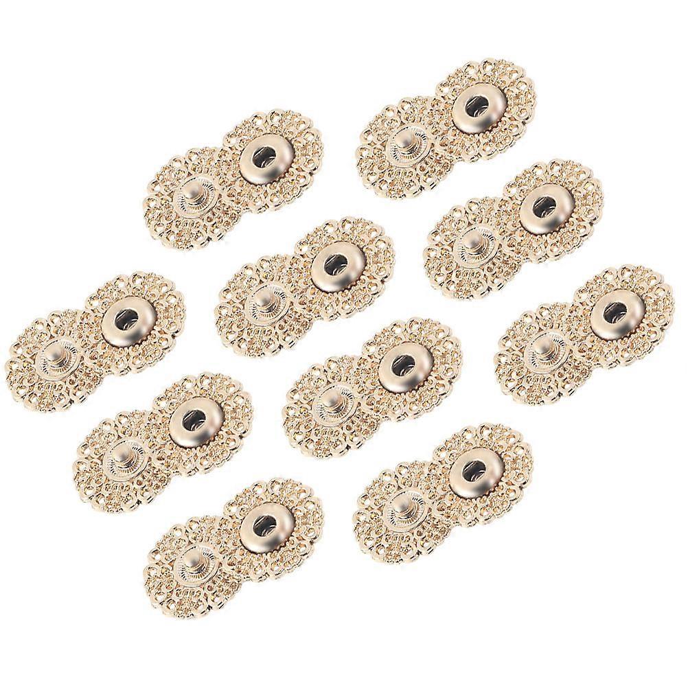 Press Studs Snap Metal Concealed Button Hats Golden 18mm Snowflake Shaped Hollow For Jeans 10Pcs