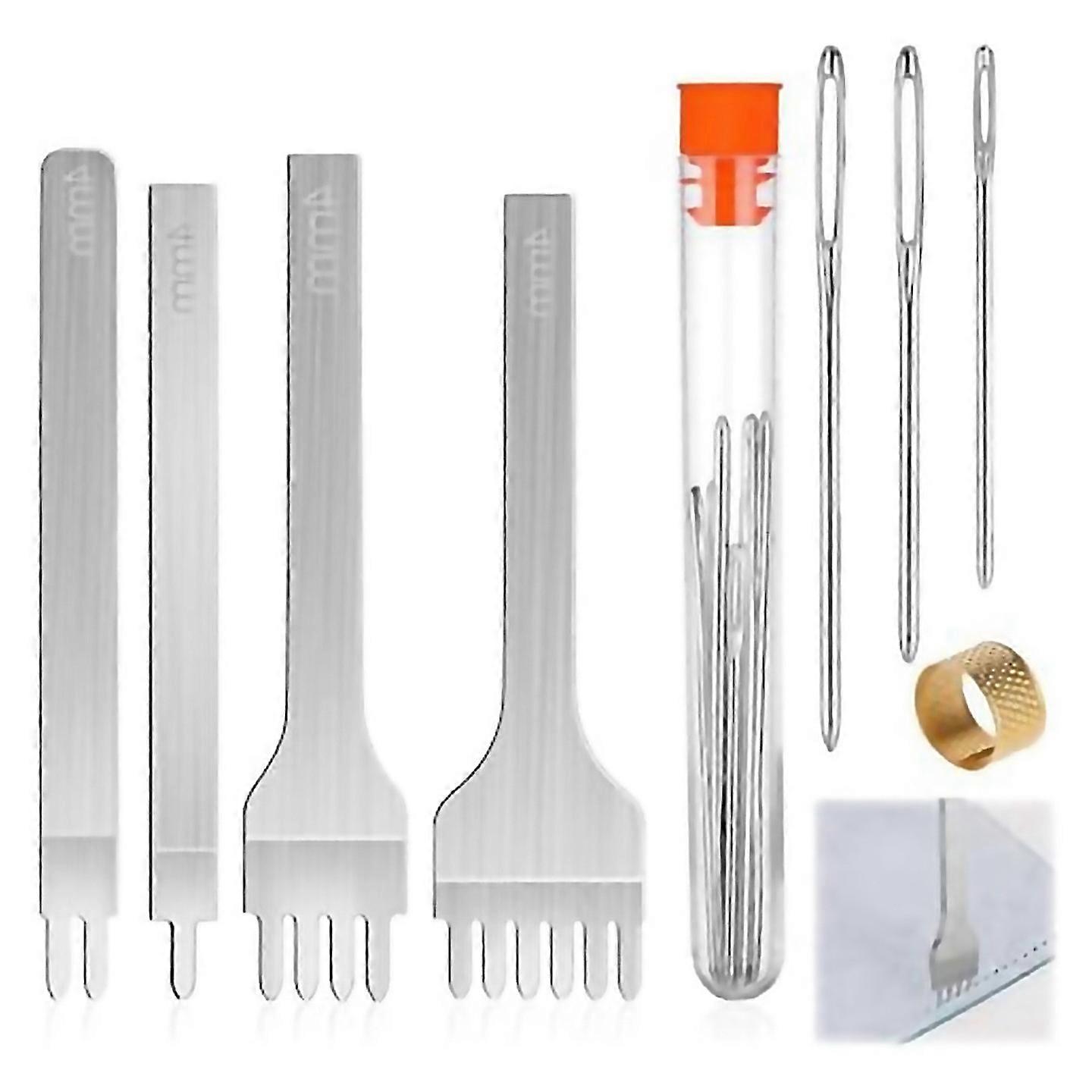 For 14pcs Leather Working Tools With 4mm 1246 Punch And Needle