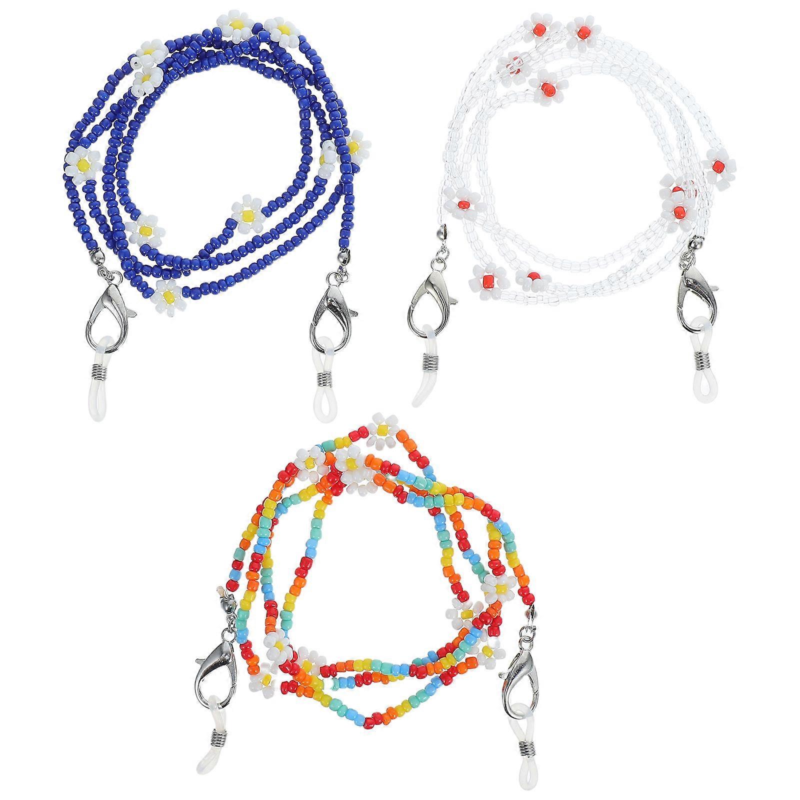 Floret Glasses Lanyards Beads Necklaces for 3Pcs Mask Anti-Lost Chains