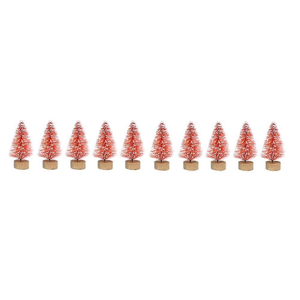Mini Christmas Trees Hemp Thread Trees with Wood Bases for Table Decor 48Pcs