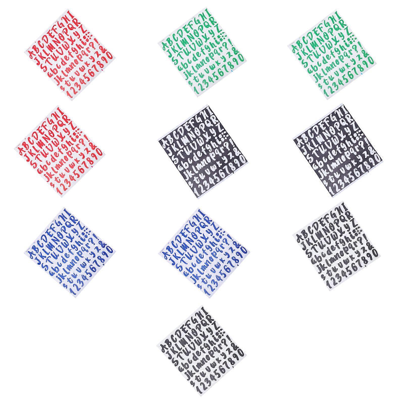 Assorted Color Alphabet Stickers for Storage Cases Self Adhesive 10 Sheets