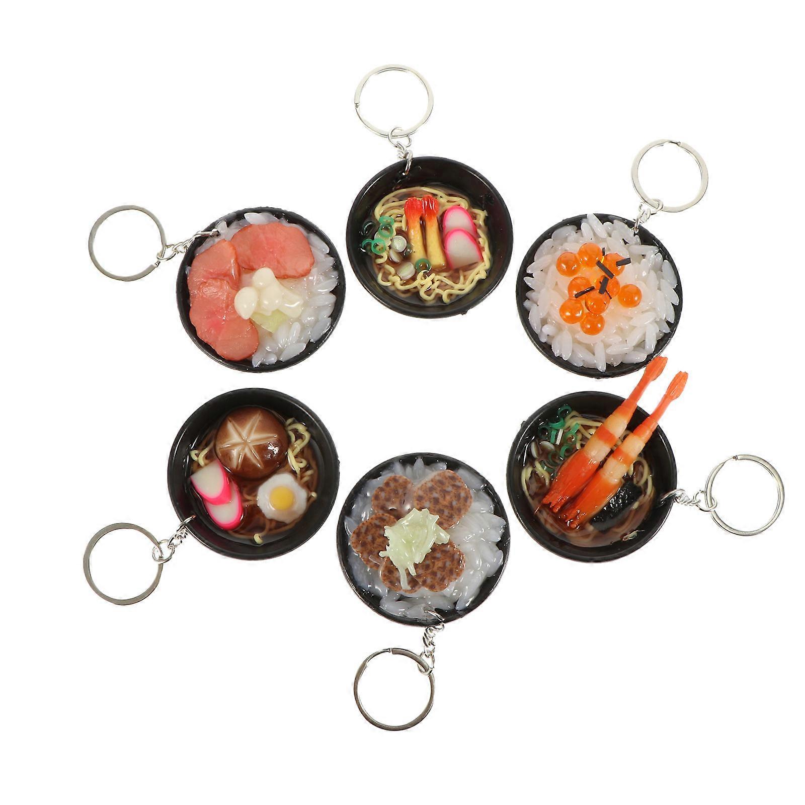 Simulation Food Keychain Pendant for Decor 6Pcs Miniature Food Model Bag Pendants