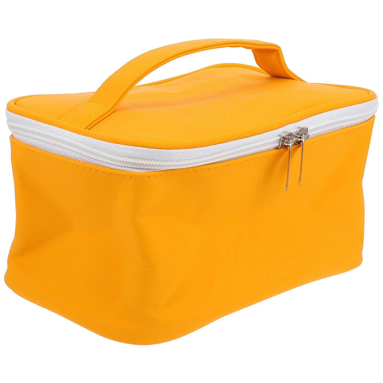 Multifunctional Toiletry Bag 2Pcs Waterproof Yellow Rectangular Cosmetic Organization For Home Use