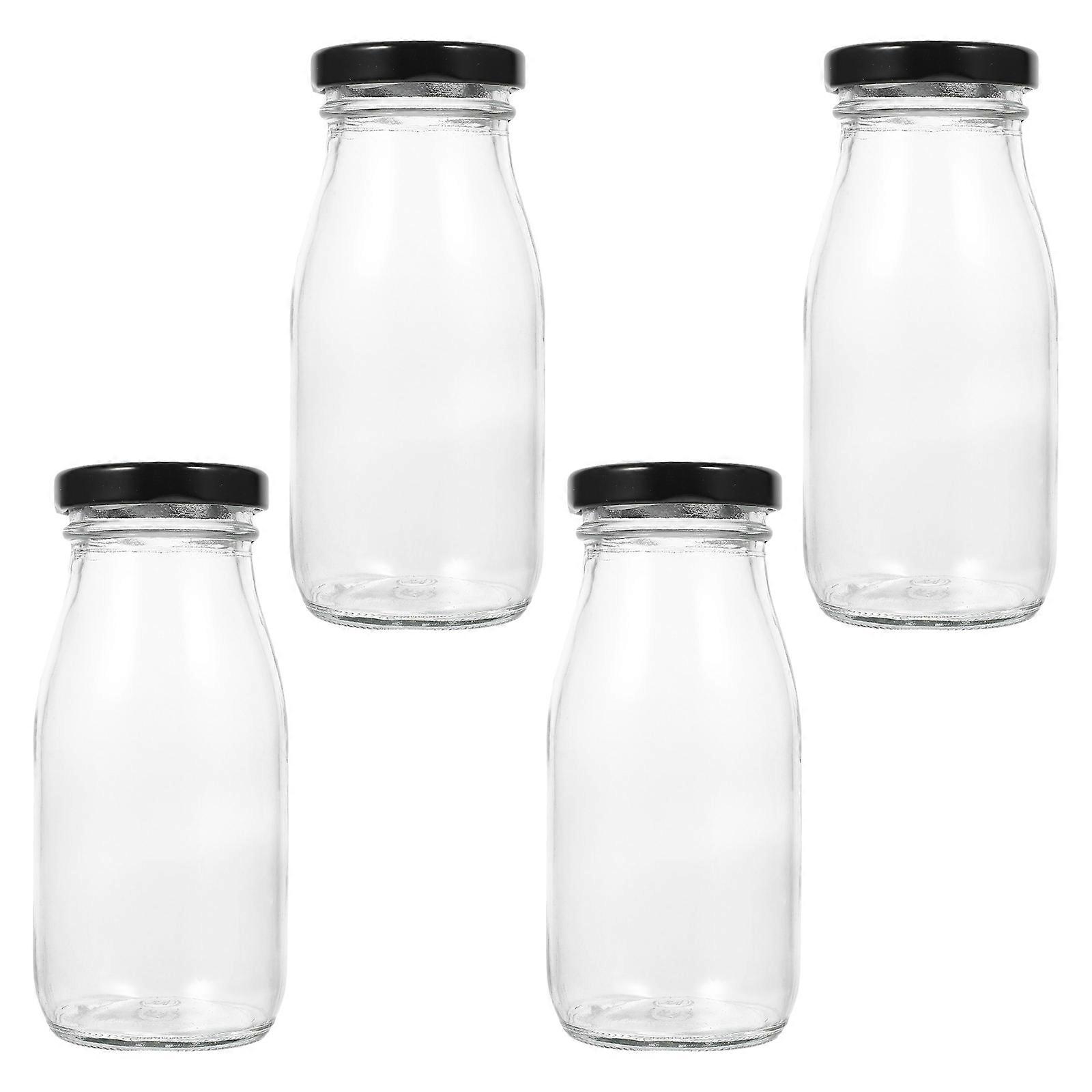 20Pcs Transparent Glass Milk Bottles With Lids 250ml Perfect For Refrigerator Workplace Home Use Cylindrical Storage Solution